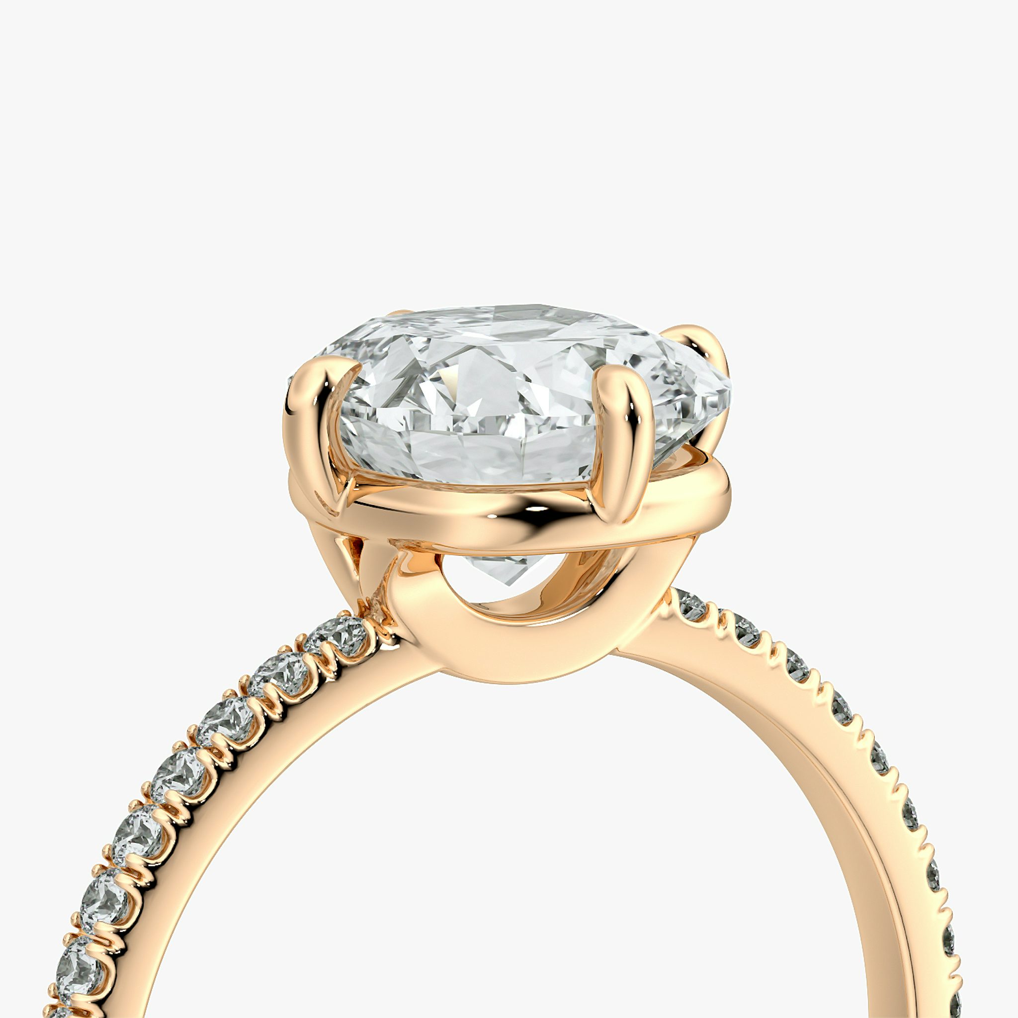 The Compass Solitaire | Cushion | 14k | Rose Gold | bandAccent: Pavé | diamondOrientation: vertical | caratWeight: other