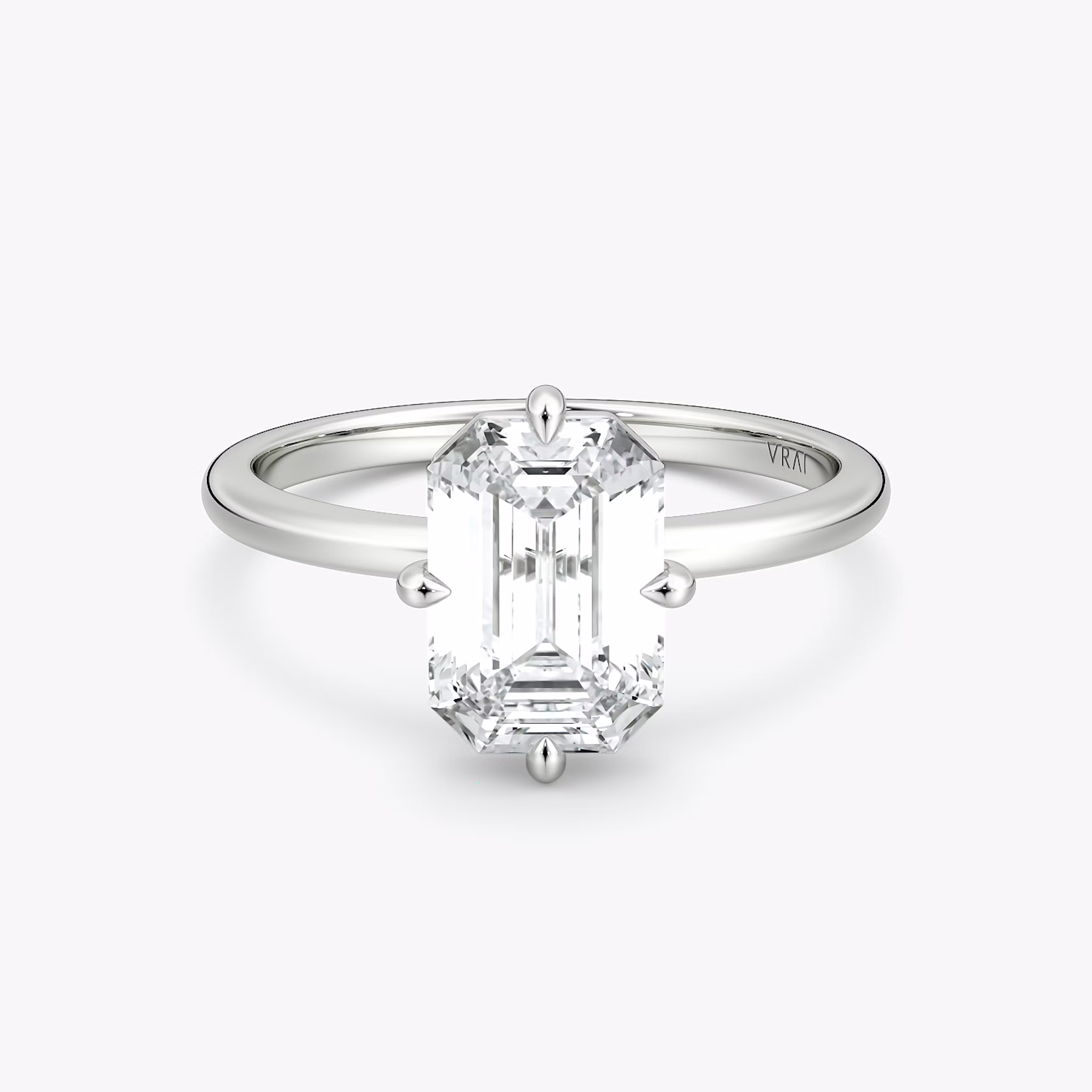 The Compass Solitaire | Emerald | 18k | White Gold | bandAccent: Plain | diamondOrientation: vertical | caratWeight: other