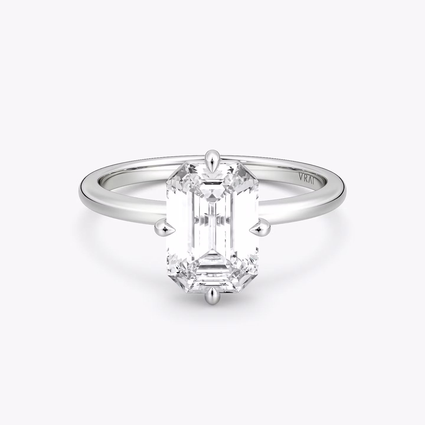 The Compass Solitaire | Emerald | 18k | White Gold | bandAccent: Plain | diamondOrientation: vertical | caratWeight: other
