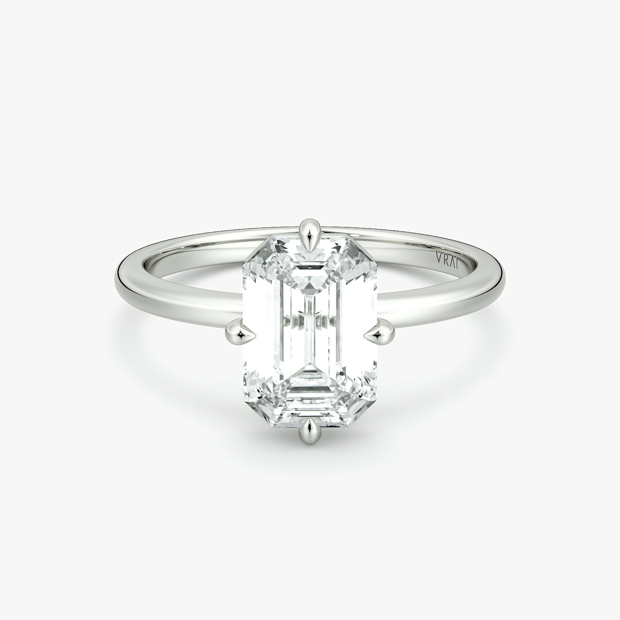 The Compass Solitaire | Emerald | 18k | White Gold | bandAccent: Plain | diamondOrientation: vertical | caratWeight: other