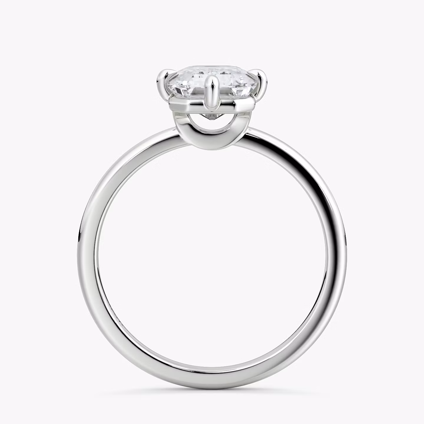 The Compass Solitaire | Emerald | 18k | White Gold | bandAccent: Plain | diamondOrientation: vertical | caratWeight: other