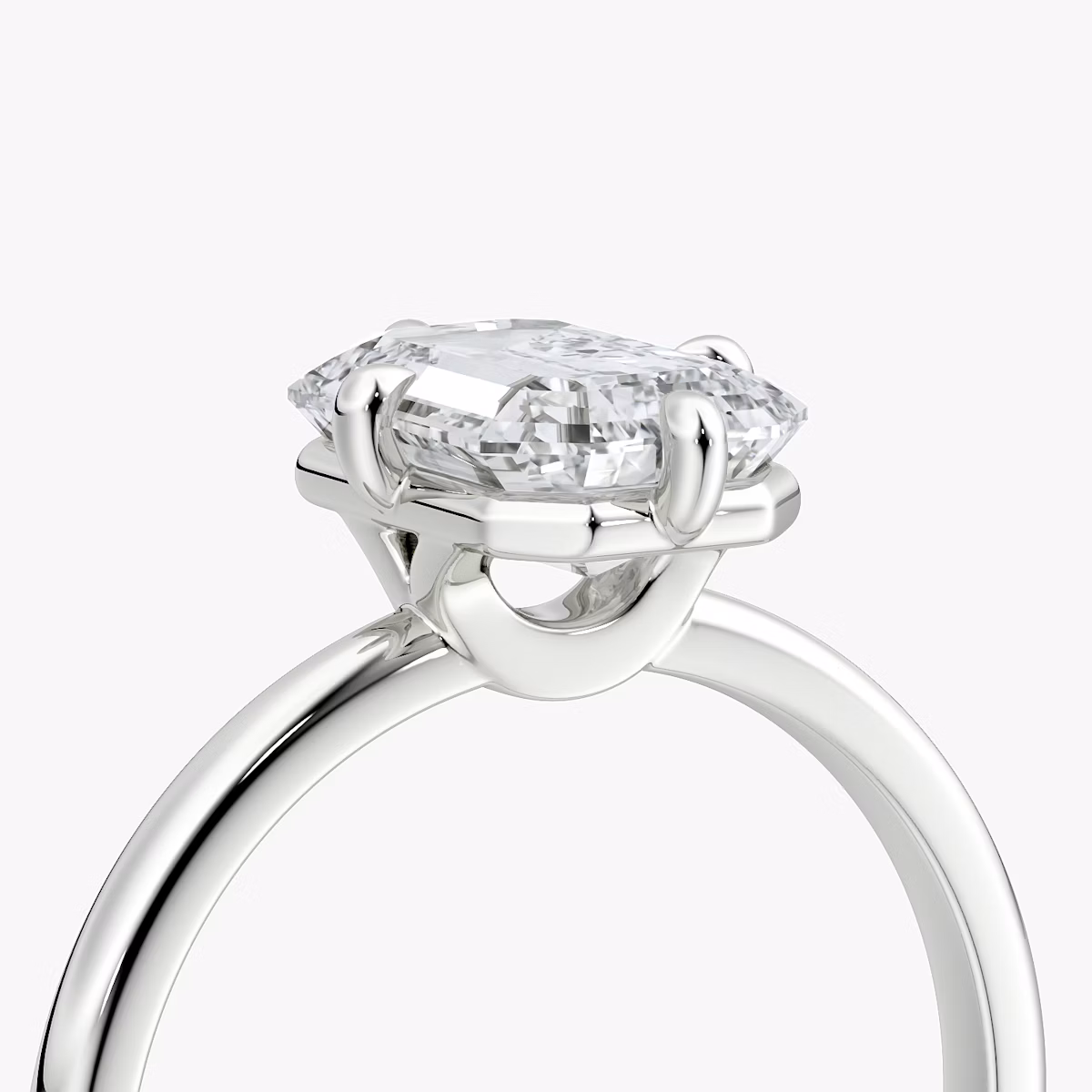 The Compass Solitaire | Emerald | Platinum | bandAccent: Plain | diamondOrientation: vertical | caratWeight: other