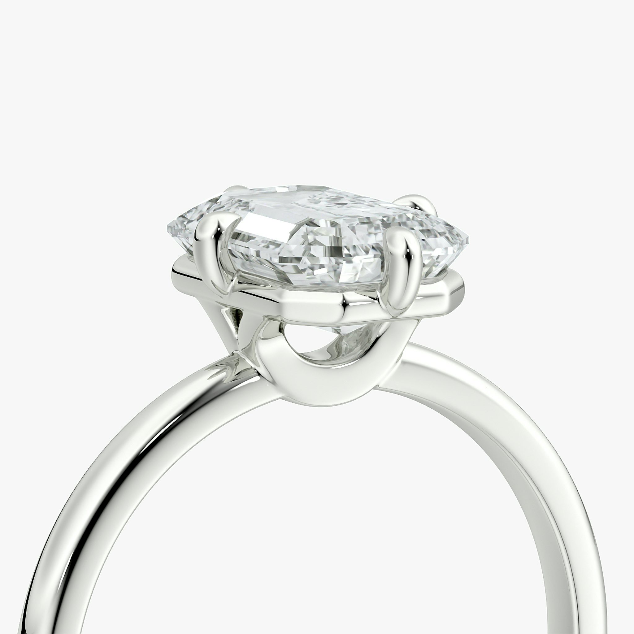 The Compass Solitaire | Emerald | 18k | White Gold | bandAccent: Plain | diamondOrientation: vertical | caratWeight: other