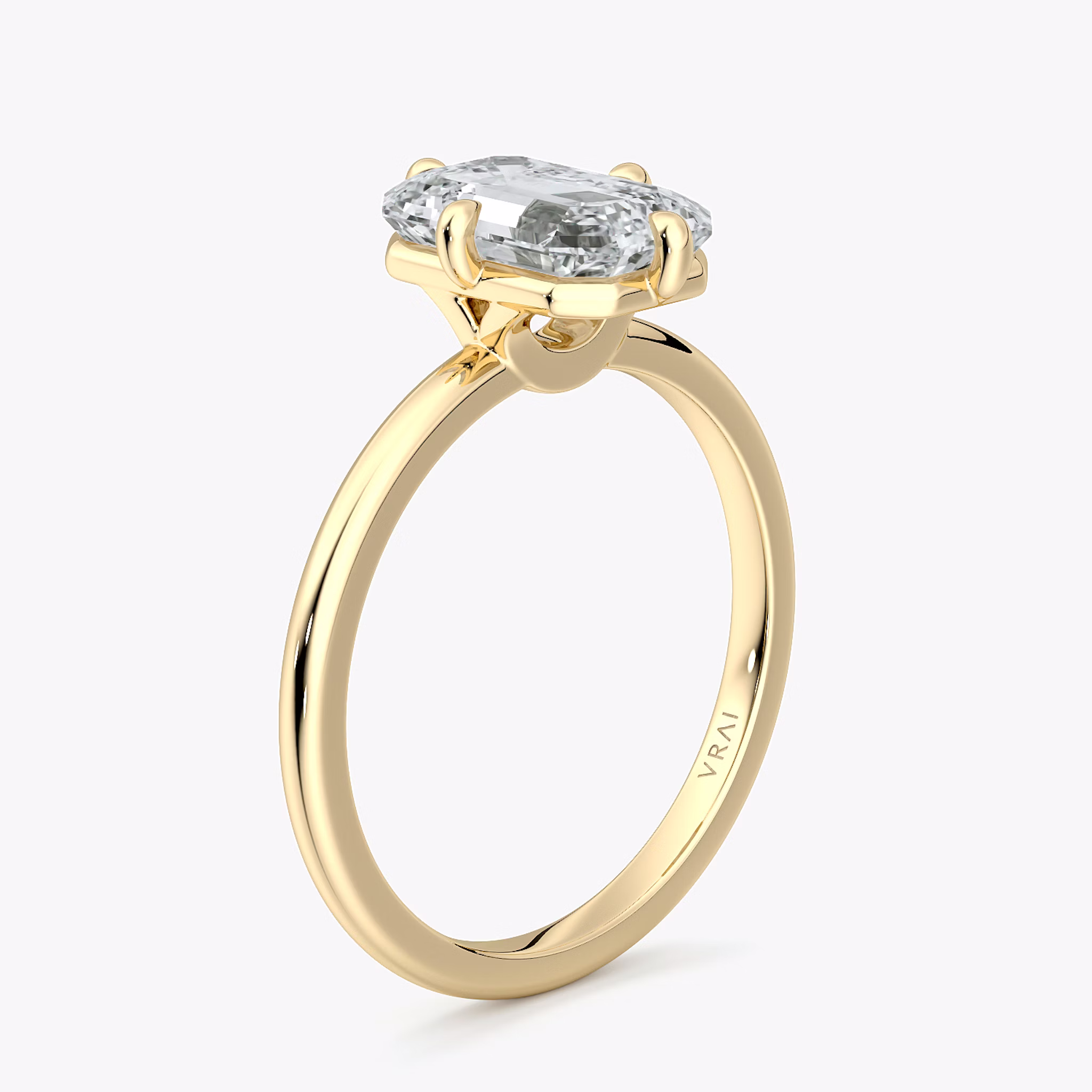 The Compass Solitaire | Emerald | 18k | Yellow Gold | bandAccent: Plain | diamondOrientation: vertical | caratWeight: other