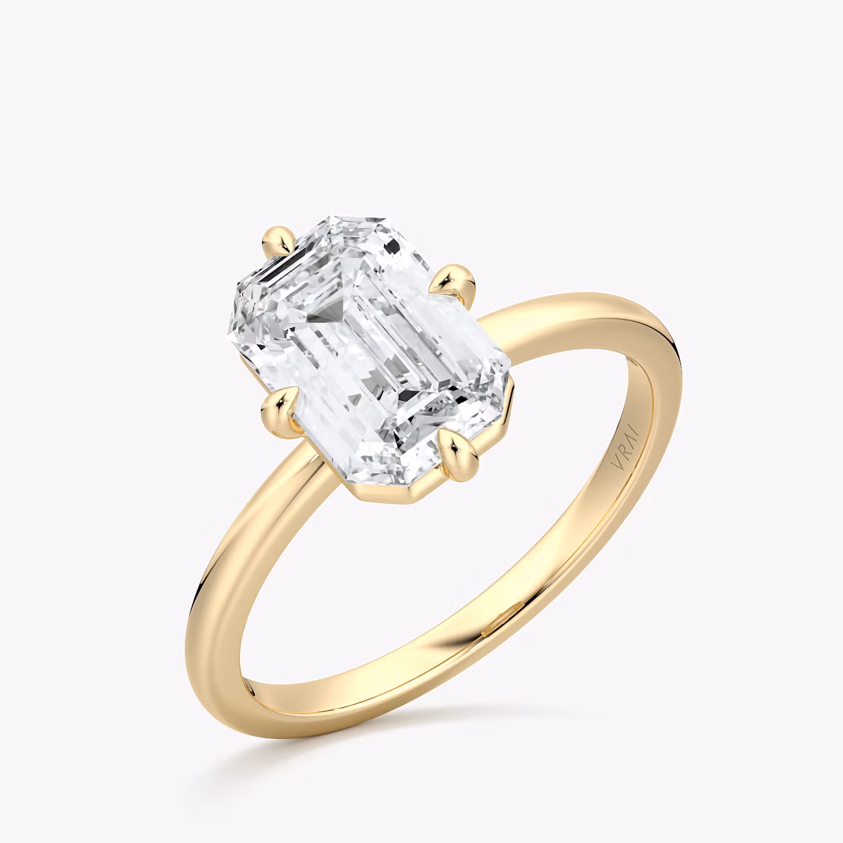 The Compass Solitaire | Emerald | 18k | Yellow Gold | bandAccent: Plain | diamondOrientation: vertical | caratWeight: other