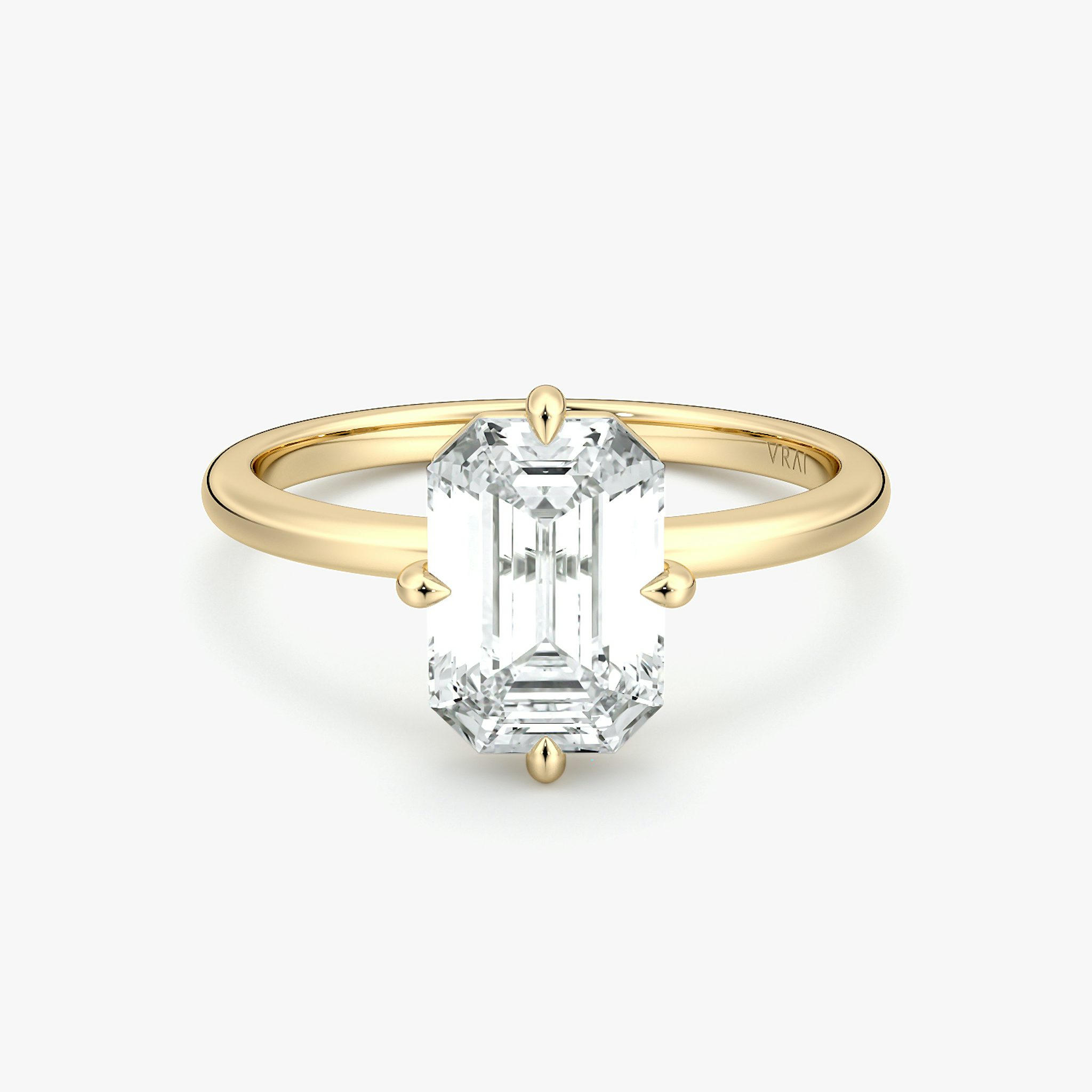 The Compass Solitaire | Emerald | 18k | Yellow Gold | bandAccent: Plain | diamondOrientation: vertical | caratWeight: other