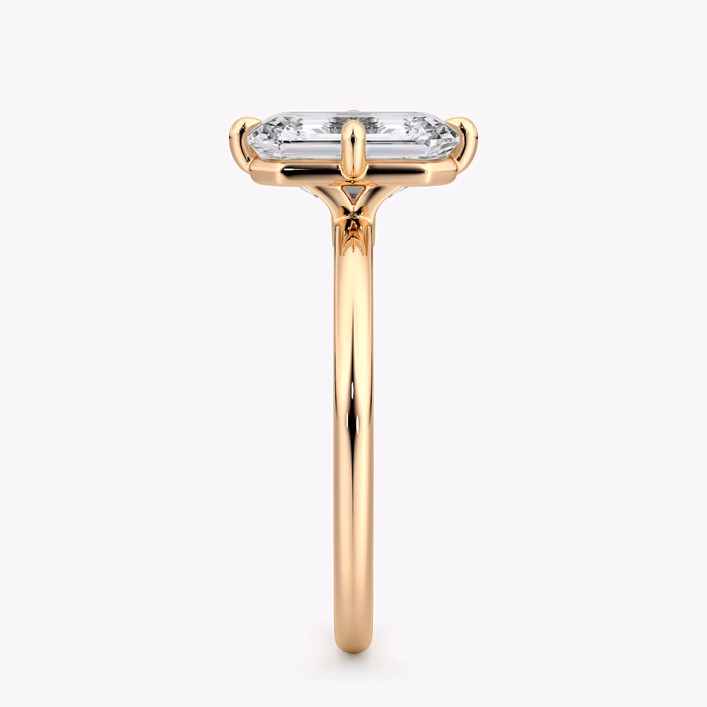 The Compass Solitaire | Emerald | 14k | Rose Gold | bandAccent: Plain | diamondOrientation: vertical | caratWeight: other