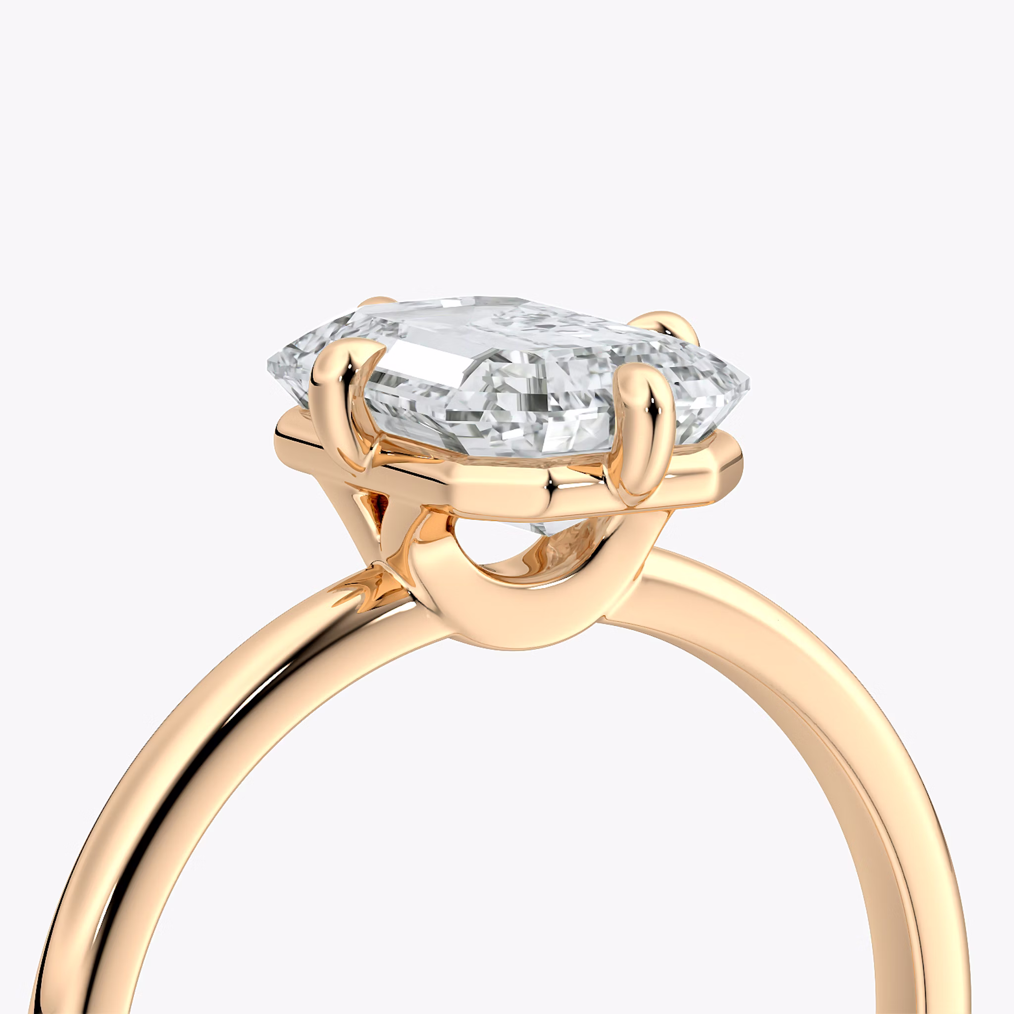 The Compass Solitaire | Emerald | 14k | Rose Gold | bandAccent: Plain | diamondOrientation: vertical | caratWeight: other