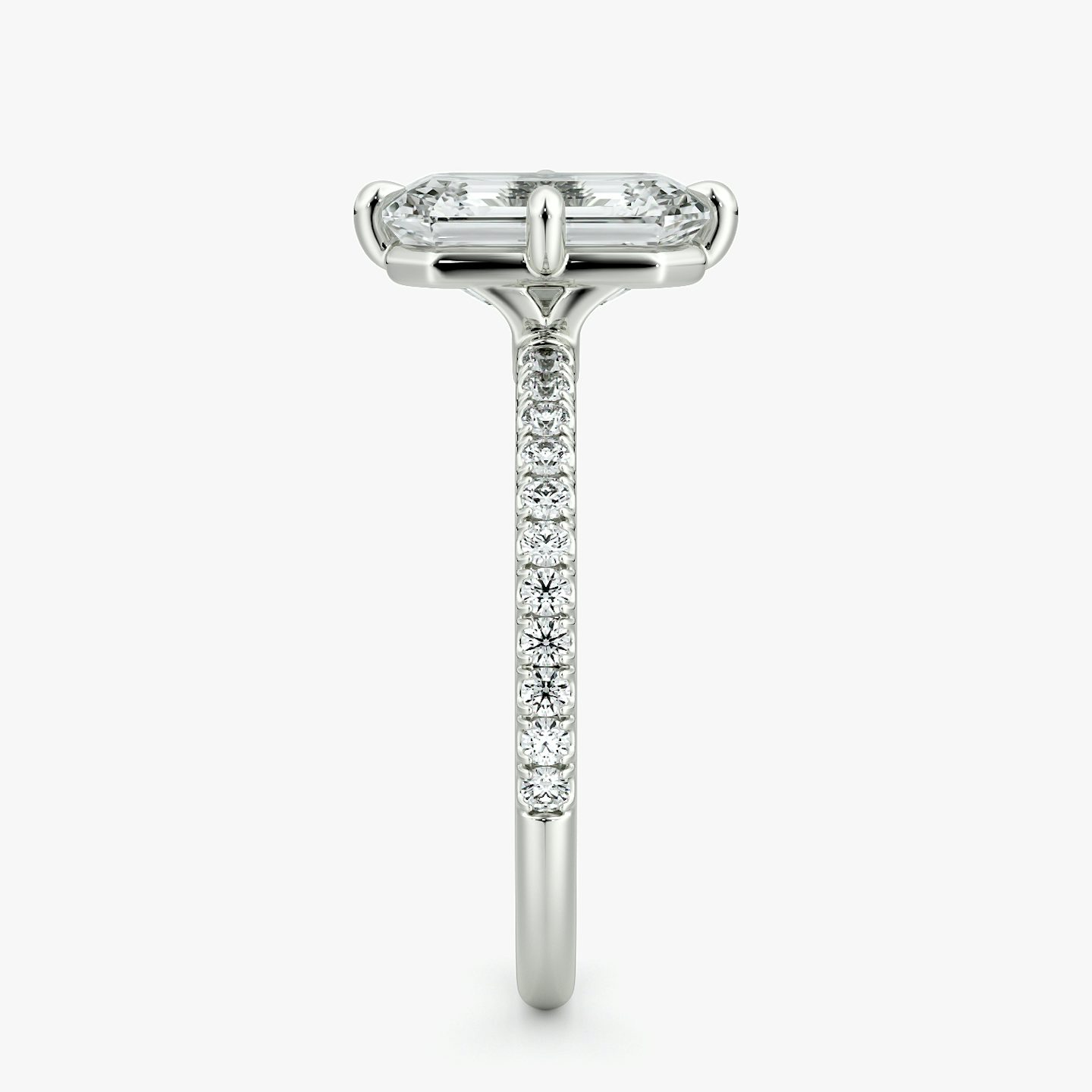 Anillo de compromiso Compass | Esmeralda | Platino | bandAccent: Pavé | diamondOrientation: vertical | caratWeight: other