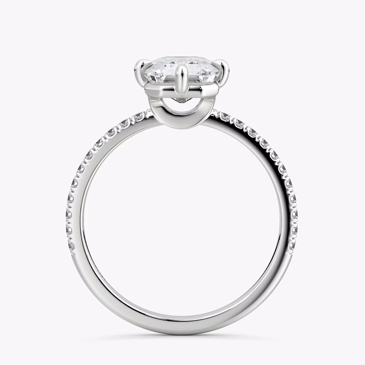 The Compass Solitaire | Emerald | Platinum | bandAccent: Pavé | diamondOrientation: vertical | caratWeight: other