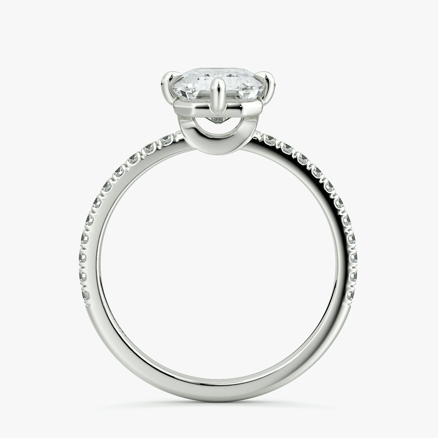 Anillo de compromiso Compass | Esmeralda | Platino | bandAccent: Pavé | diamondOrientation: vertical | caratWeight: other