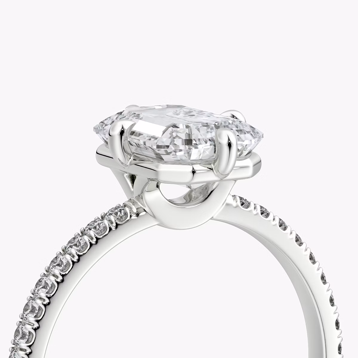 The Compass Solitaire | Emerald | Platinum | bandAccent: Pavé | diamondOrientation: vertical | caratWeight: other