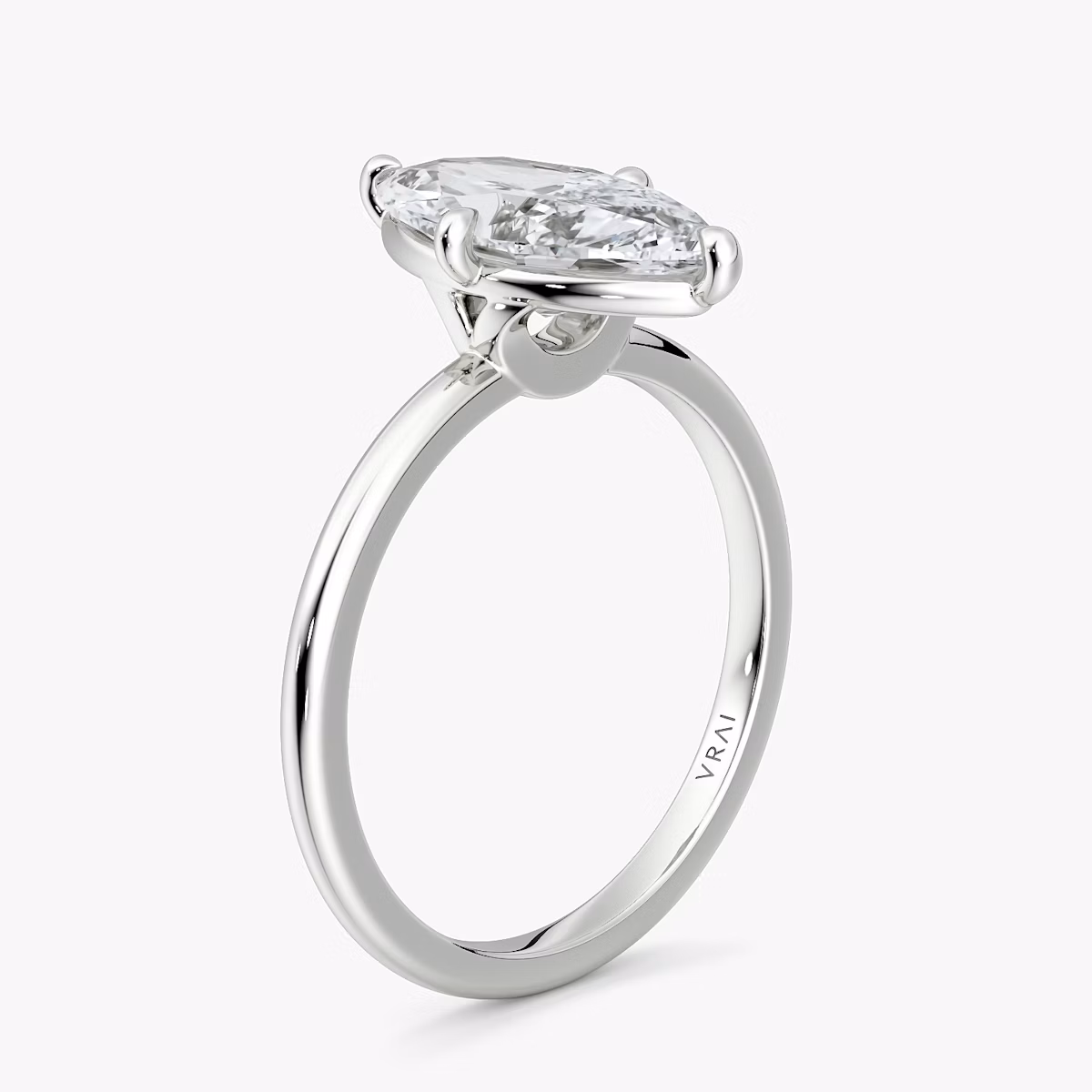 Anillo de compromiso Compass | Marquise | 18k | Oro blanco | bandAccent: Simple | diamondOrientation: vertical | caratWeight: other