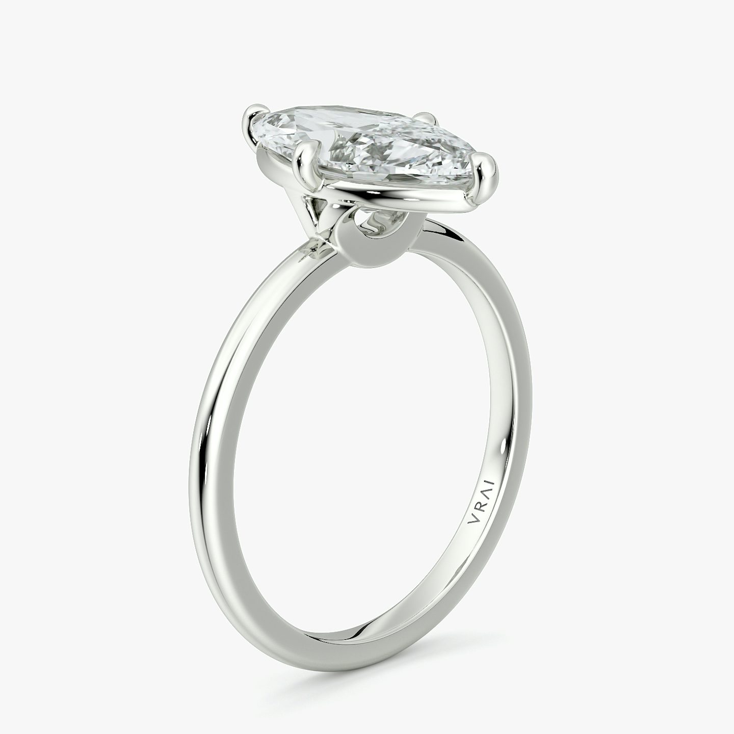 The Compass Solitaire | Marquise | 18k | White Gold | bandAccent: Plain | diamondOrientation: vertical | caratWeight: other
