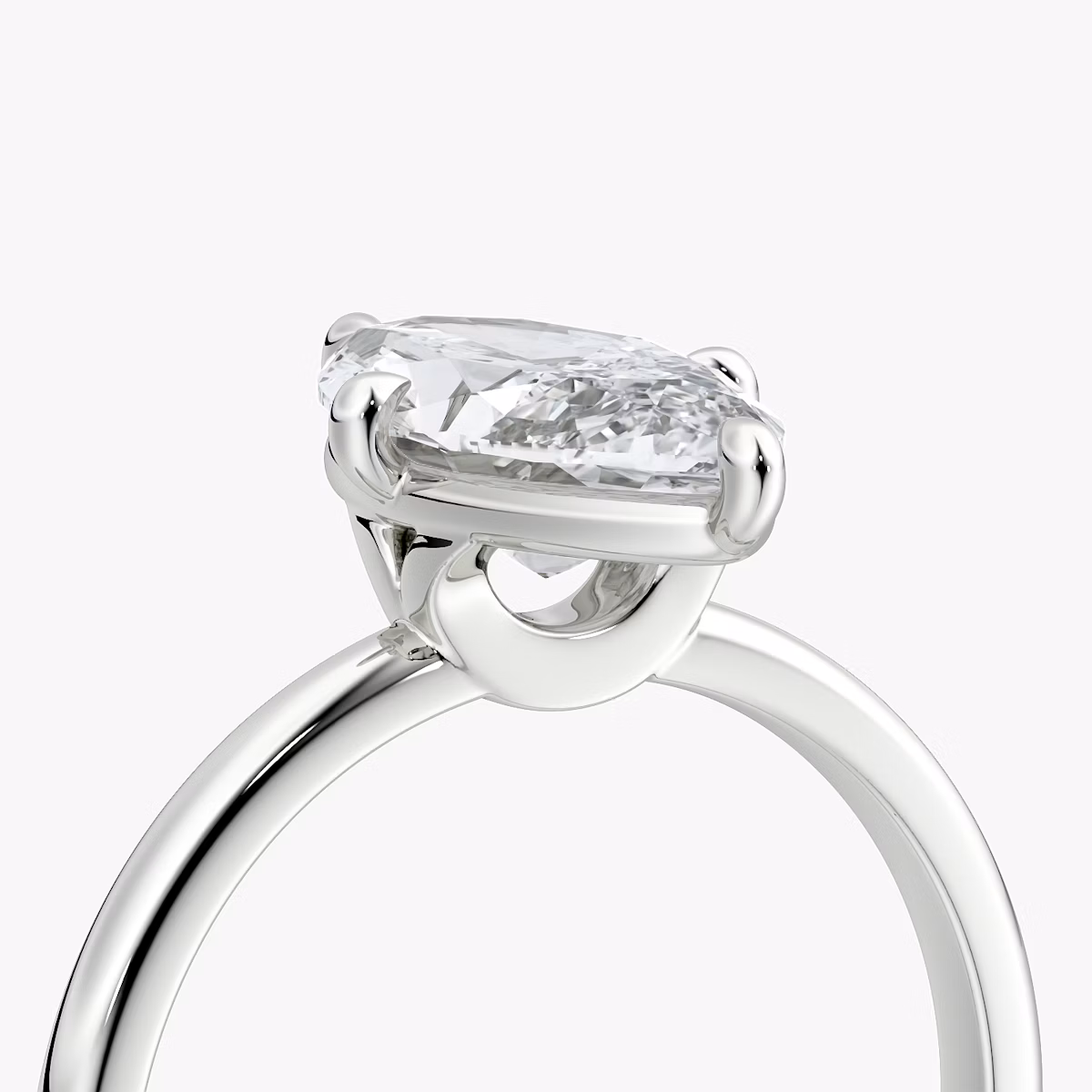 Anillo de compromiso Compass | Marquise | 18k | Oro blanco | bandAccent: Simple | diamondOrientation: vertical | caratWeight: other