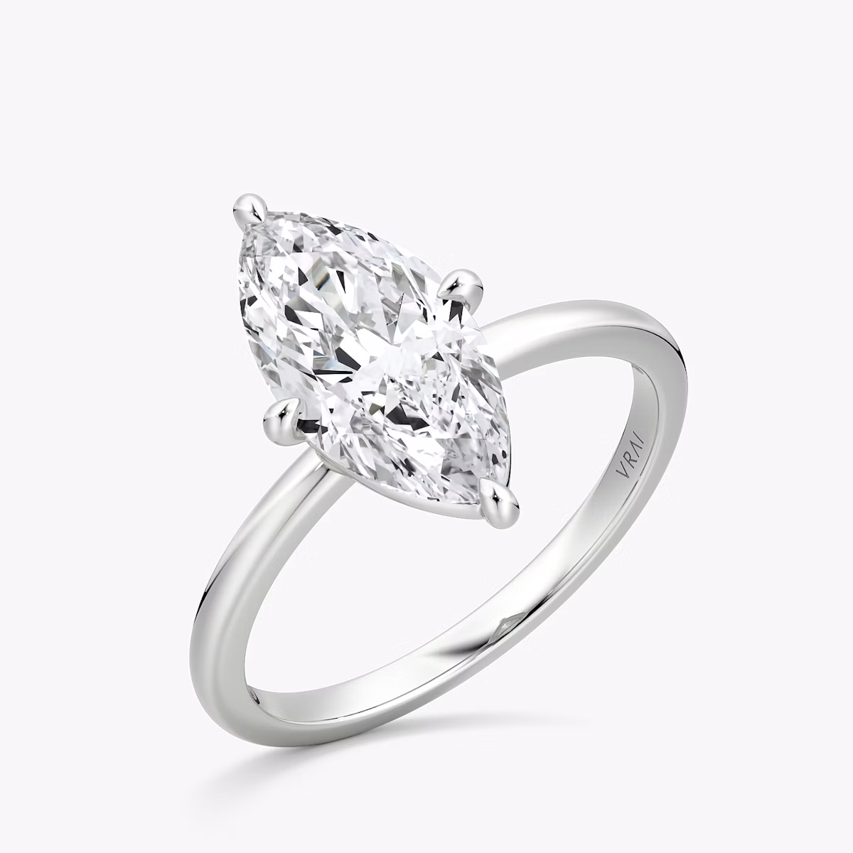 Anillo de compromiso Compass | Marquise | 18k | Oro blanco | bandAccent: Simple | diamondOrientation: vertical | caratWeight: other