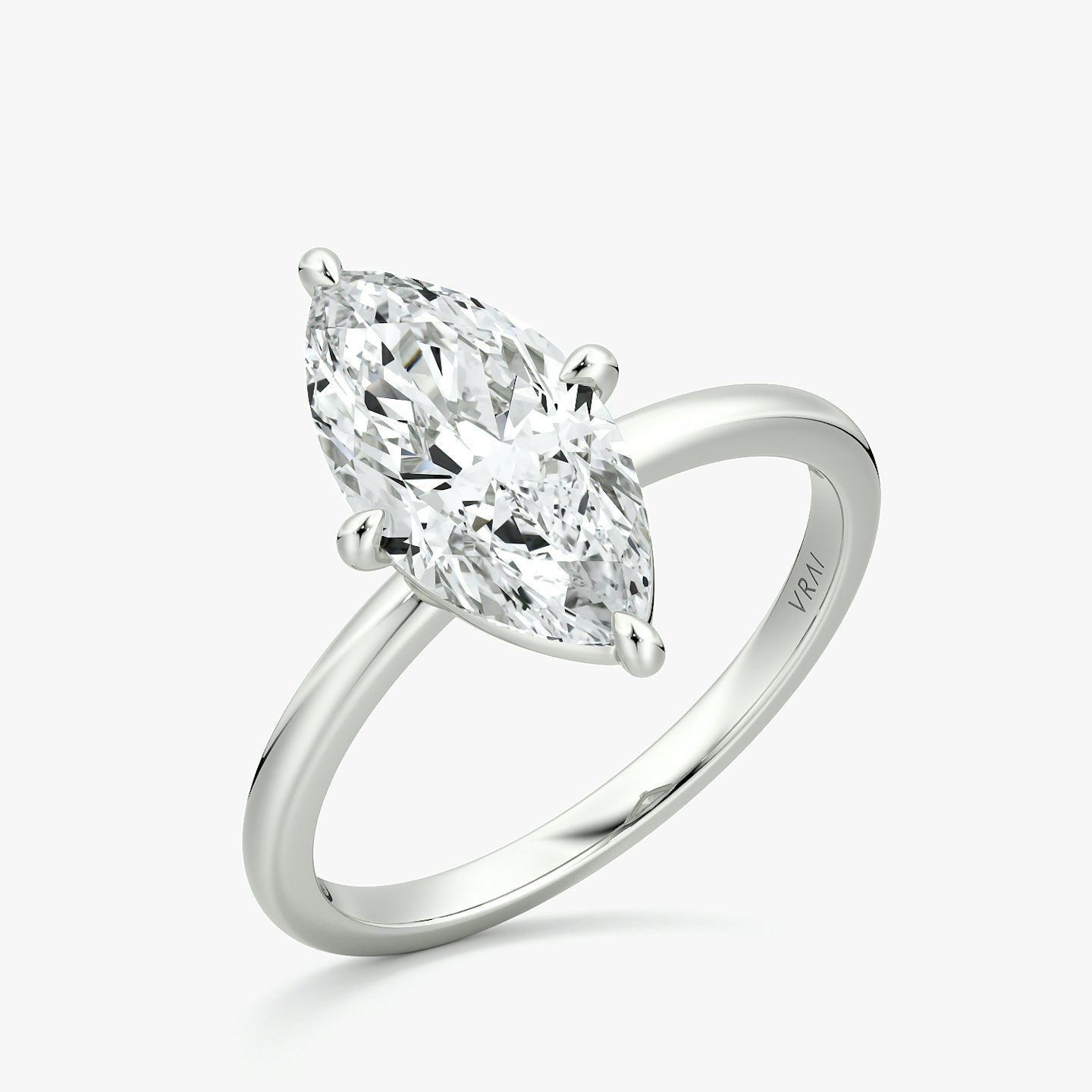 The Compass Solitaire | Marquise | 18k | White Gold | bandAccent: Plain | diamondOrientation: vertical | caratWeight: other