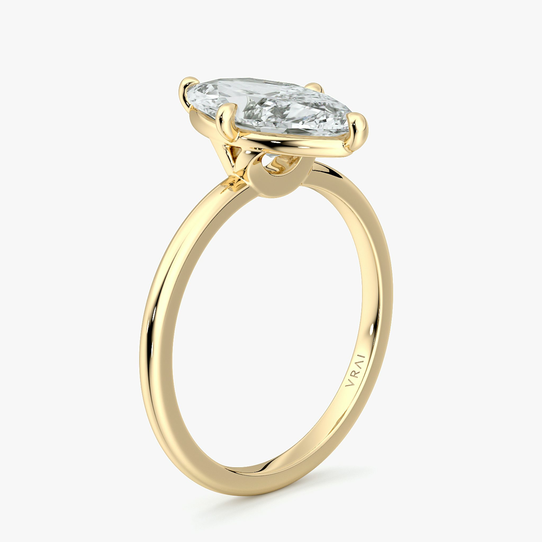 The Compass Solitaire | Marquise | 18k | Yellow Gold | bandAccent: Plain | diamondOrientation: vertical | caratWeight: other