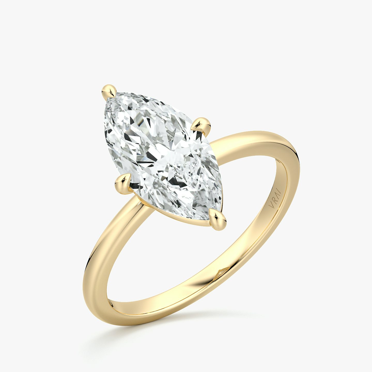 The Compass Solitaire | Marquise | 18k | Yellow Gold | bandAccent: Plain | diamondOrientation: vertical | caratWeight: other