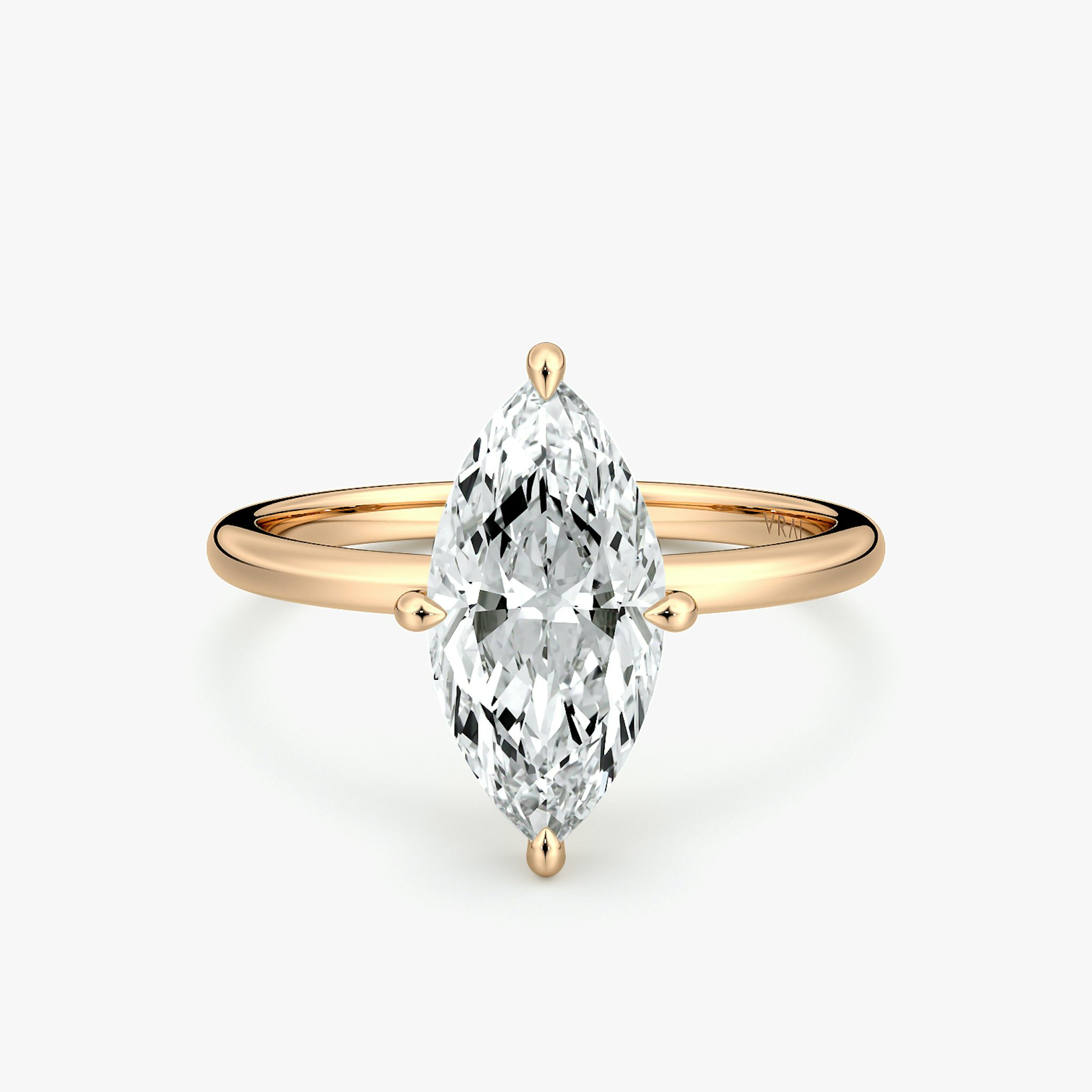 The Compass Solitaire | Marquise | 14k | Rose Gold | bandAccent: Plain | diamondOrientation: vertical | caratWeight: other