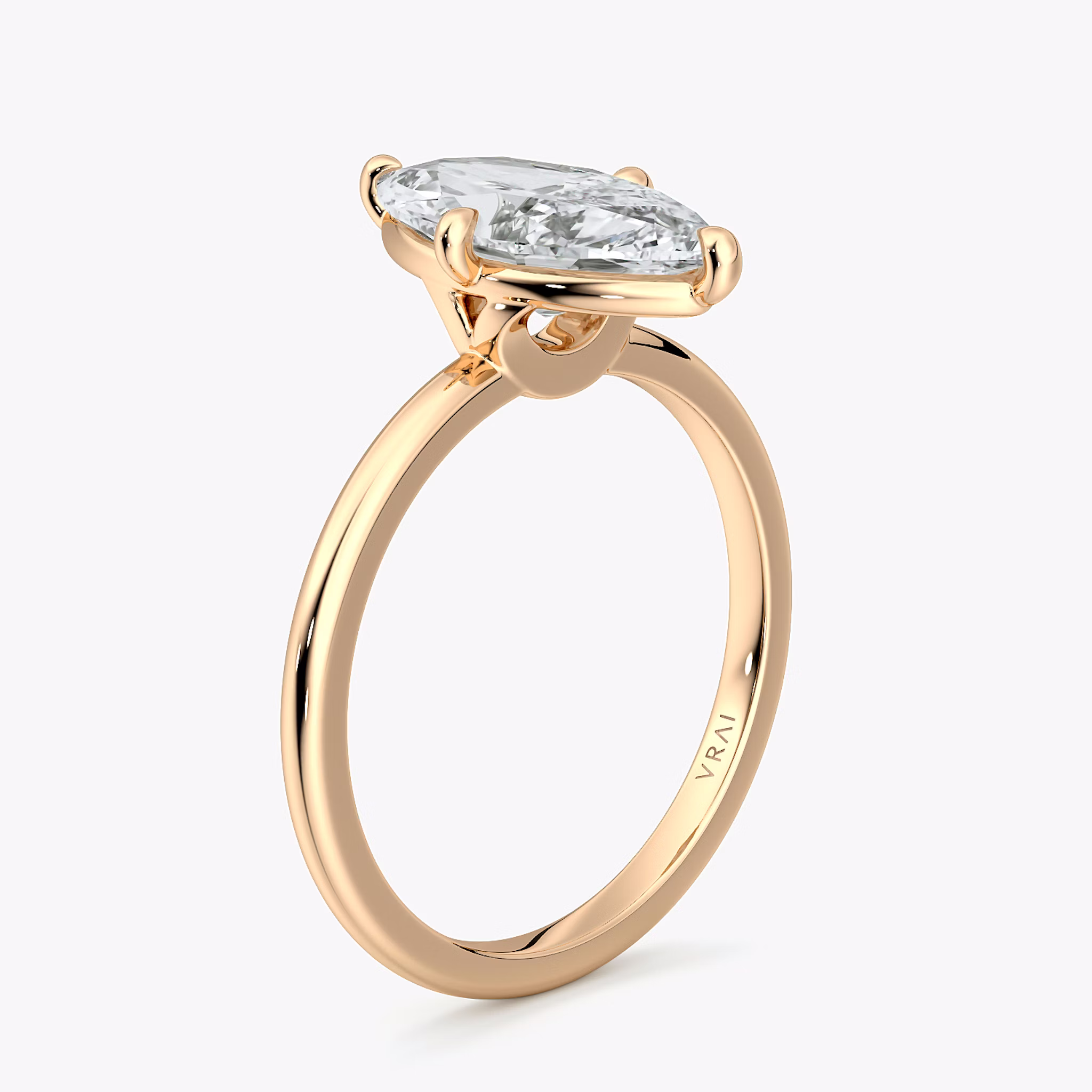 The Compass Solitaire | Marquise | 14k | Rose Gold | bandAccent: Plain | diamondOrientation: vertical | caratWeight: other