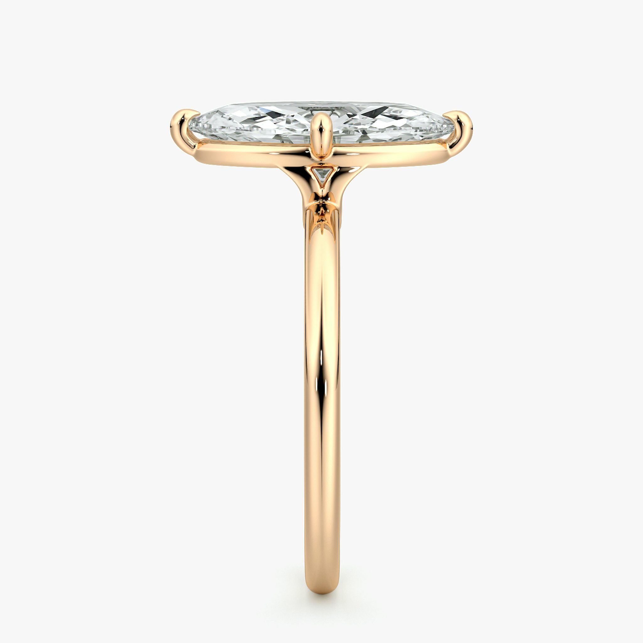 The Compass Solitaire | Marquise | 14k | Rose Gold | bandAccent: Plain | diamondOrientation: vertical | caratWeight: other