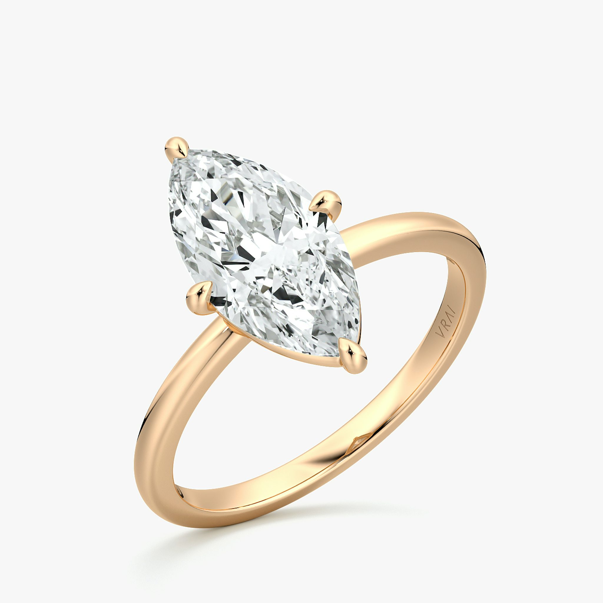The Compass Solitaire | Marquise | 14k | Rose Gold | bandAccent: Plain | diamondOrientation: vertical | caratWeight: other