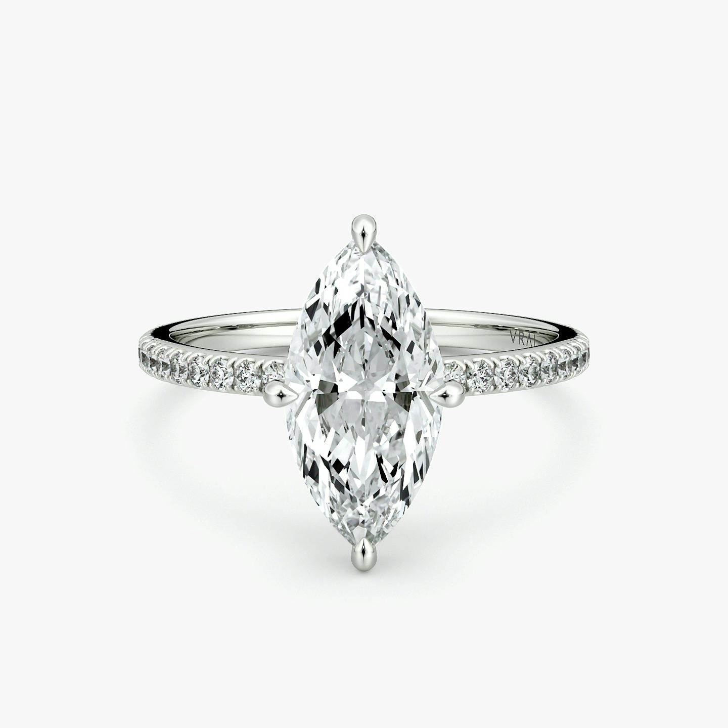 Anillo de compromiso Compass | Marquise | Platino | bandAccent: Pavé | diamondOrientation: vertical | caratWeight: other