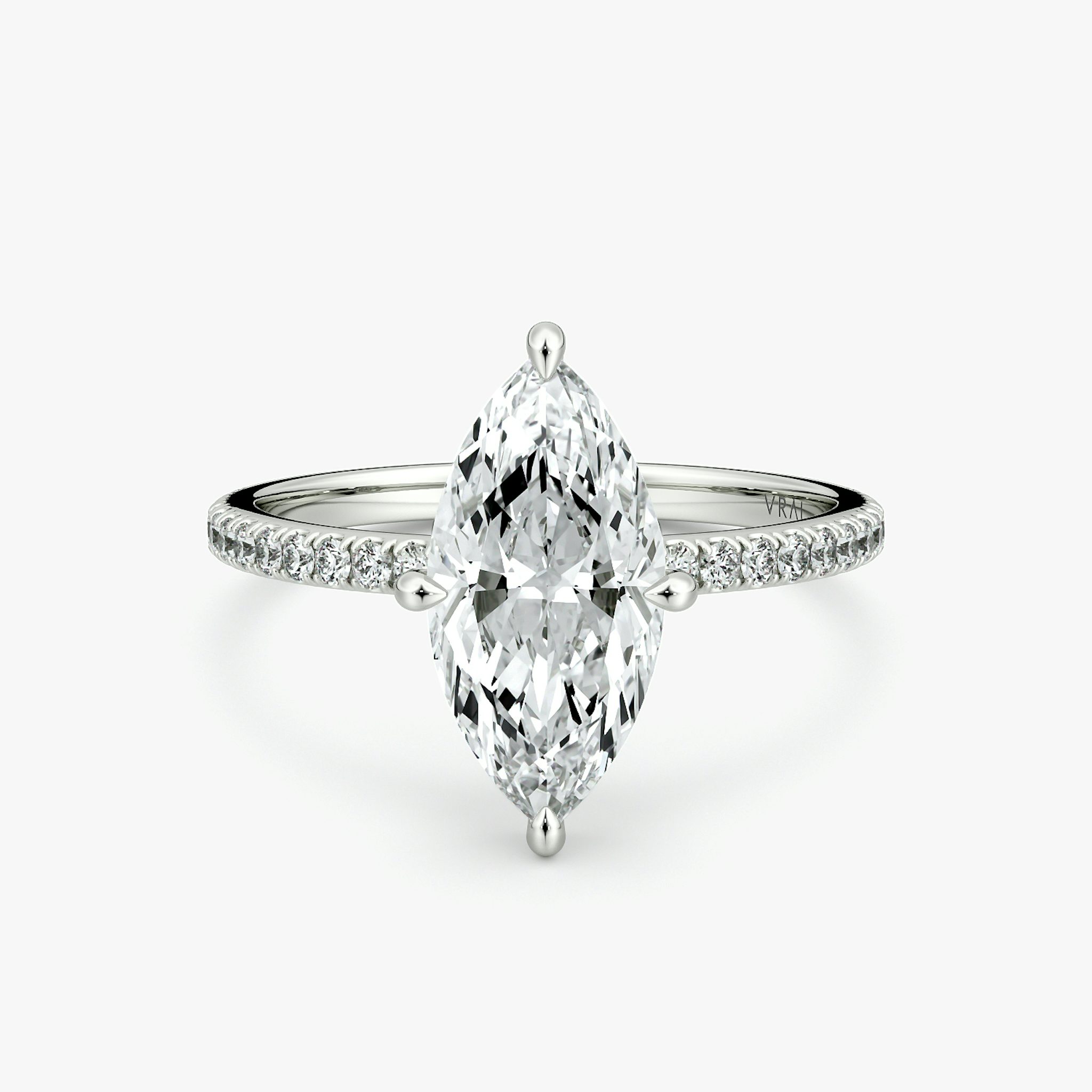 The Compass Solitaire | Marquise | 18k | White Gold | bandAccent: Pavé | diamondOrientation: vertical | caratWeight: other