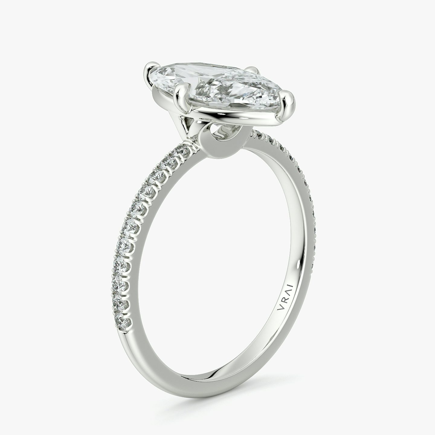 Anillo de compromiso Compass | Marquise | Platino | bandAccent: Pavé | diamondOrientation: vertical | caratWeight: other