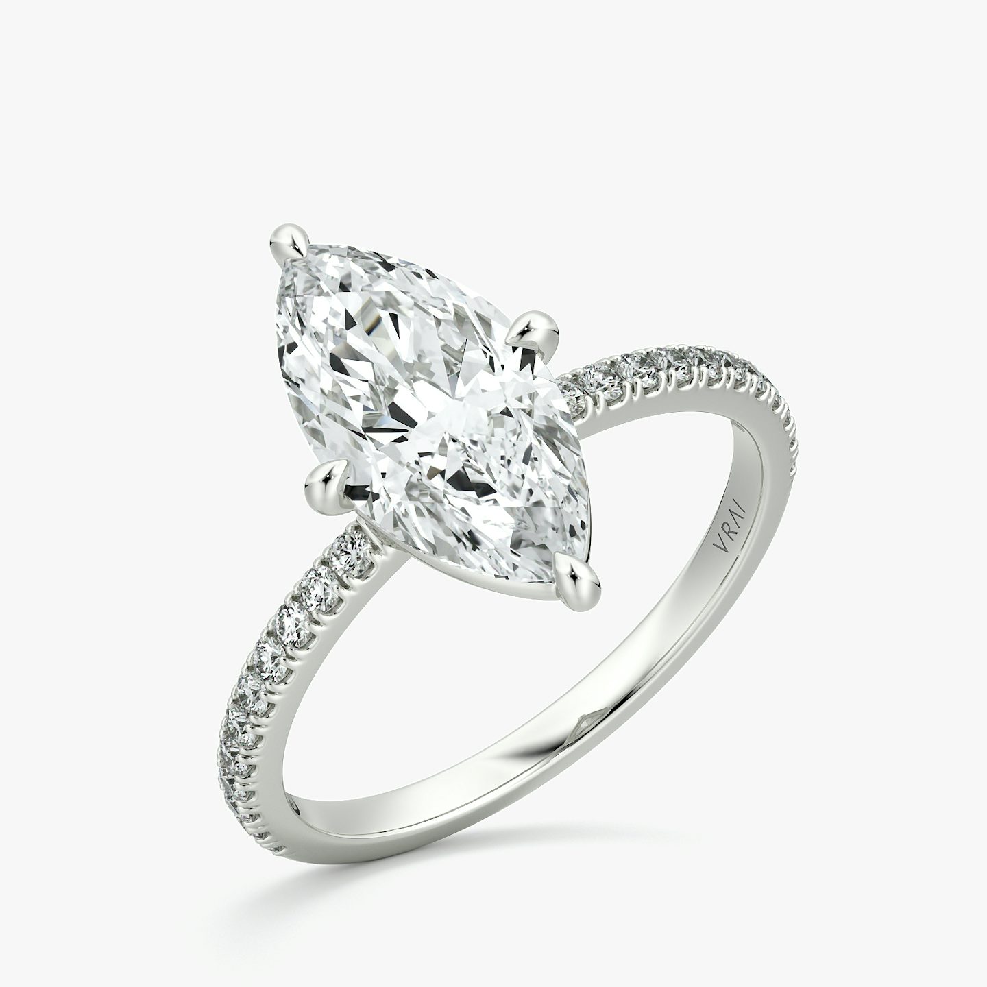 Anillo de compromiso Compass | Marquise | Platino | bandAccent: Pavé | diamondOrientation: vertical | caratWeight: other