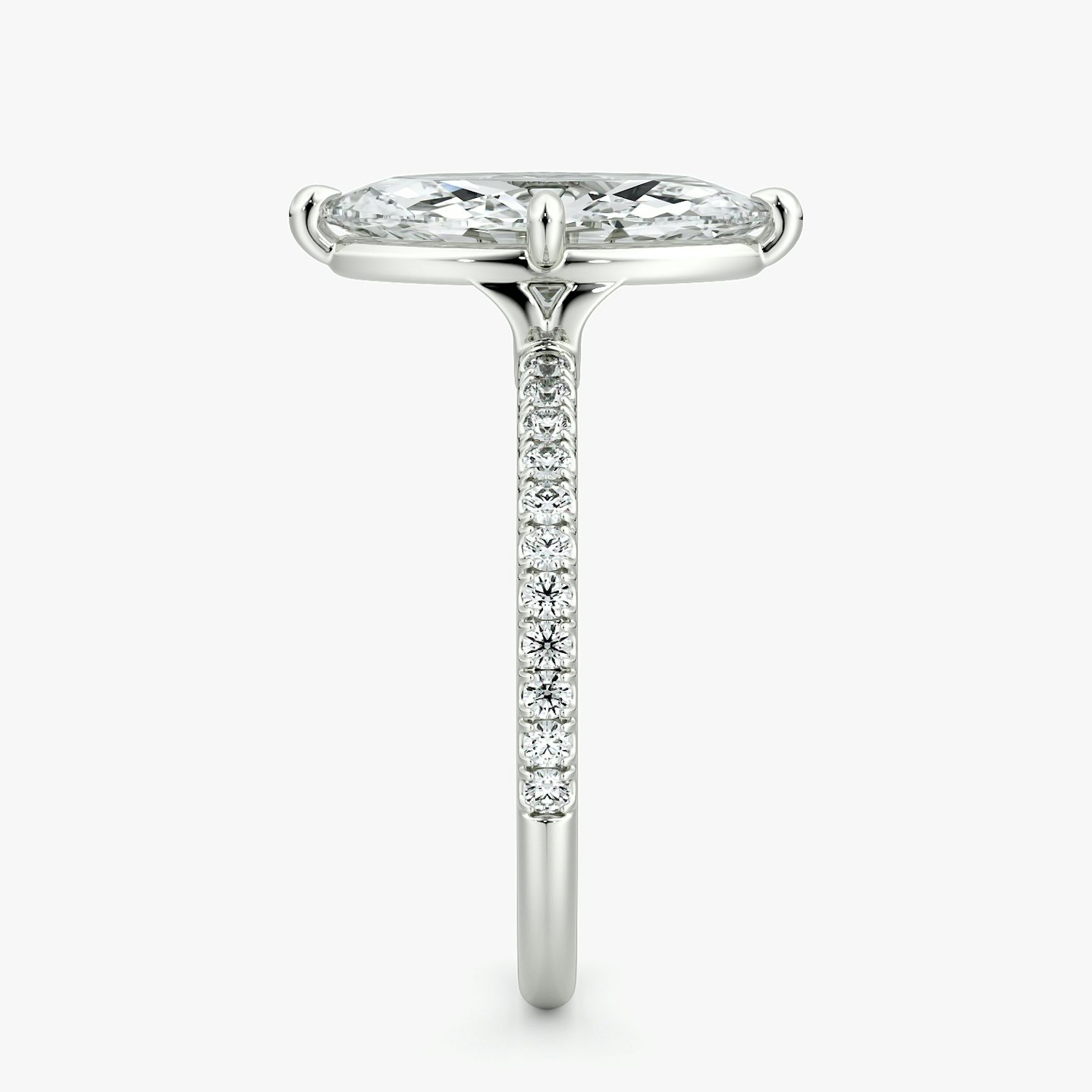 Anillo de compromiso Compass | Marquise | Platino | bandAccent: Pavé | diamondOrientation: vertical | caratWeight: other