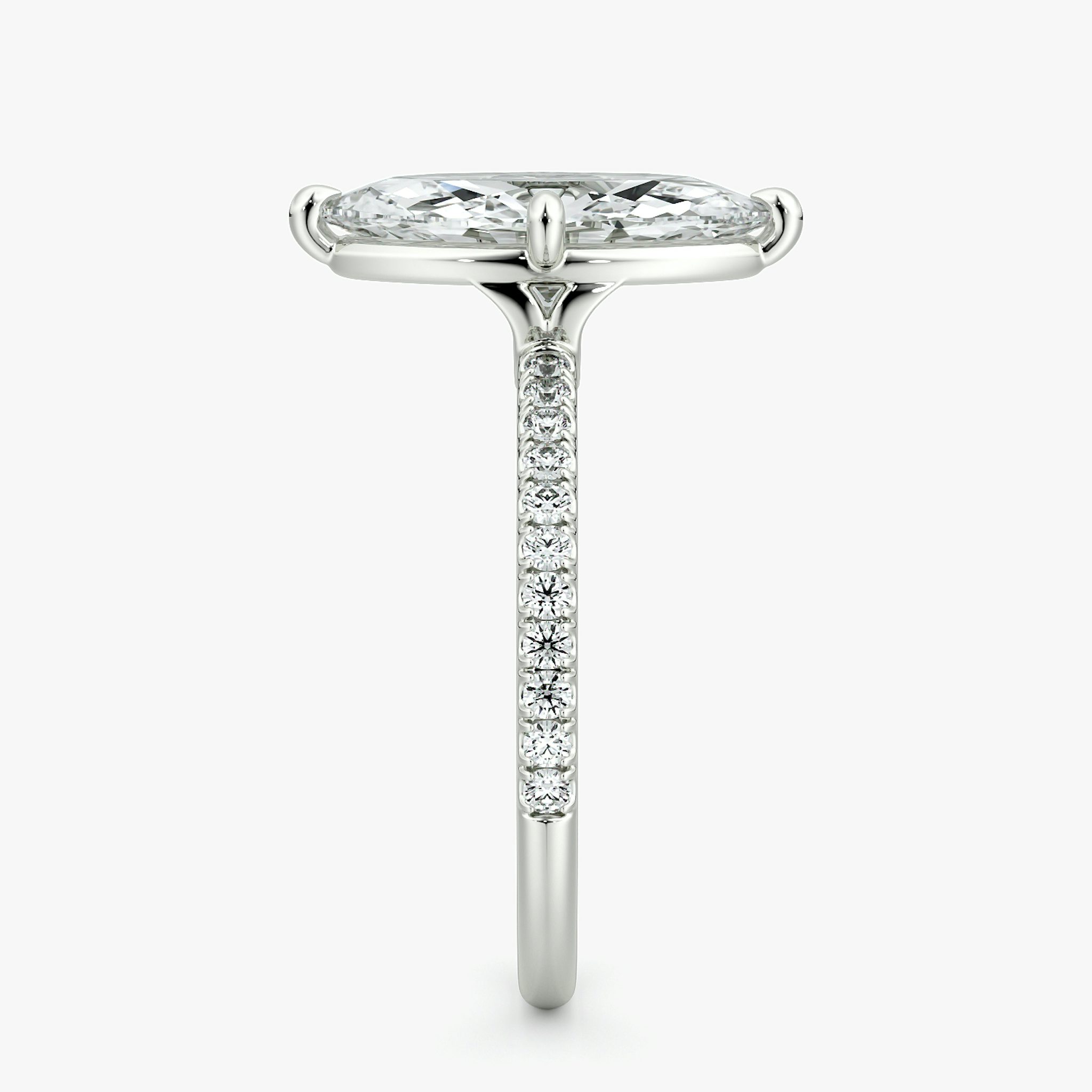 The Compass Solitaire | Marquise | 18k | White Gold | bandAccent: Pavé | diamondOrientation: vertical | caratWeight: other