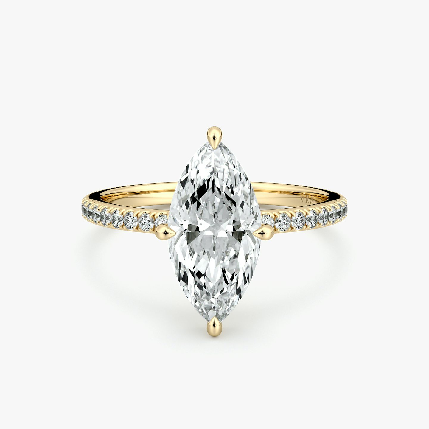 The Compass Solitaire | Marquise | 18k | Yellow Gold | bandAccent: Pavé | diamondOrientation: vertical | caratWeight: other