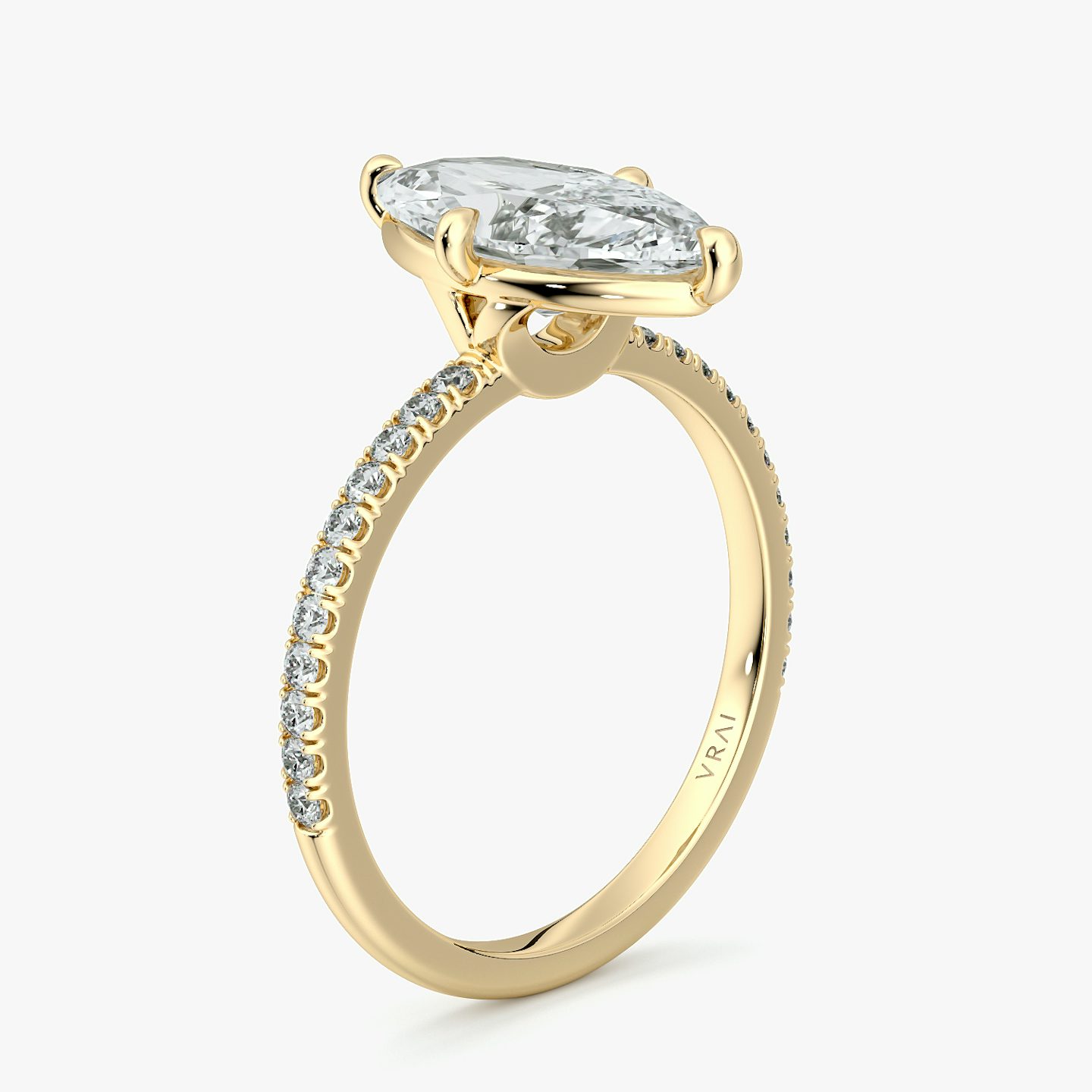 The Compass Solitaire | Marquise | 18k | Yellow Gold | bandAccent: Pavé | diamondOrientation: vertical | caratWeight: other