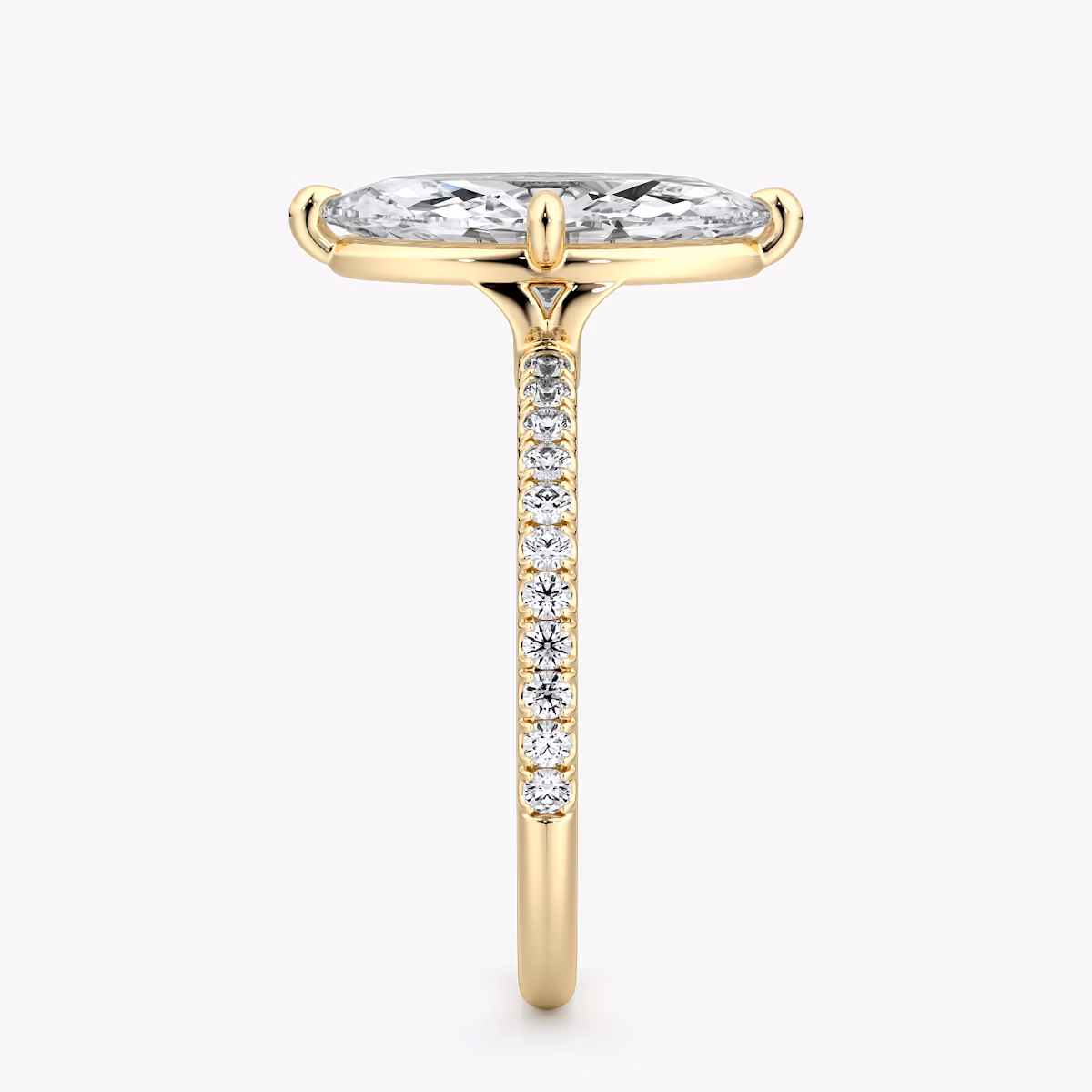 The Compass Solitaire | Marquise | 18k | Yellow Gold | bandAccent: Pavé | diamondOrientation: vertical | caratWeight: other