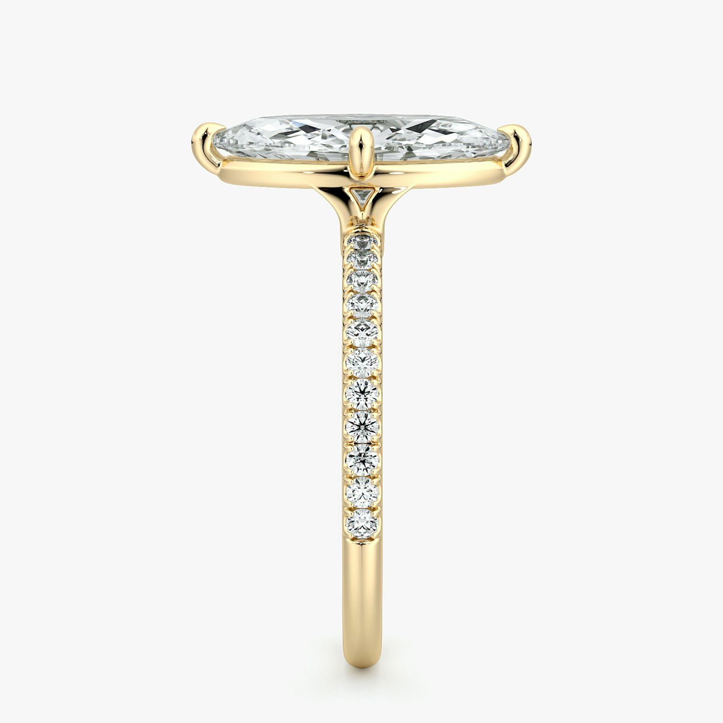 The Compass Solitaire | Marquise | 18k | Yellow Gold | bandAccent: Pavé | diamondOrientation: vertical | caratWeight: other