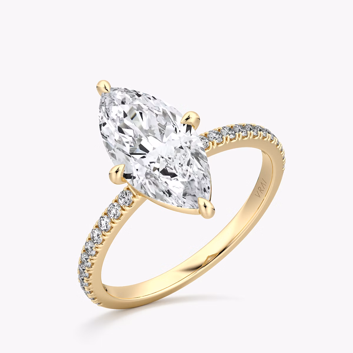 The Compass Solitaire | Marquise | 18k | Yellow Gold | bandAccent: Pavé | diamondOrientation: vertical | caratWeight: other
