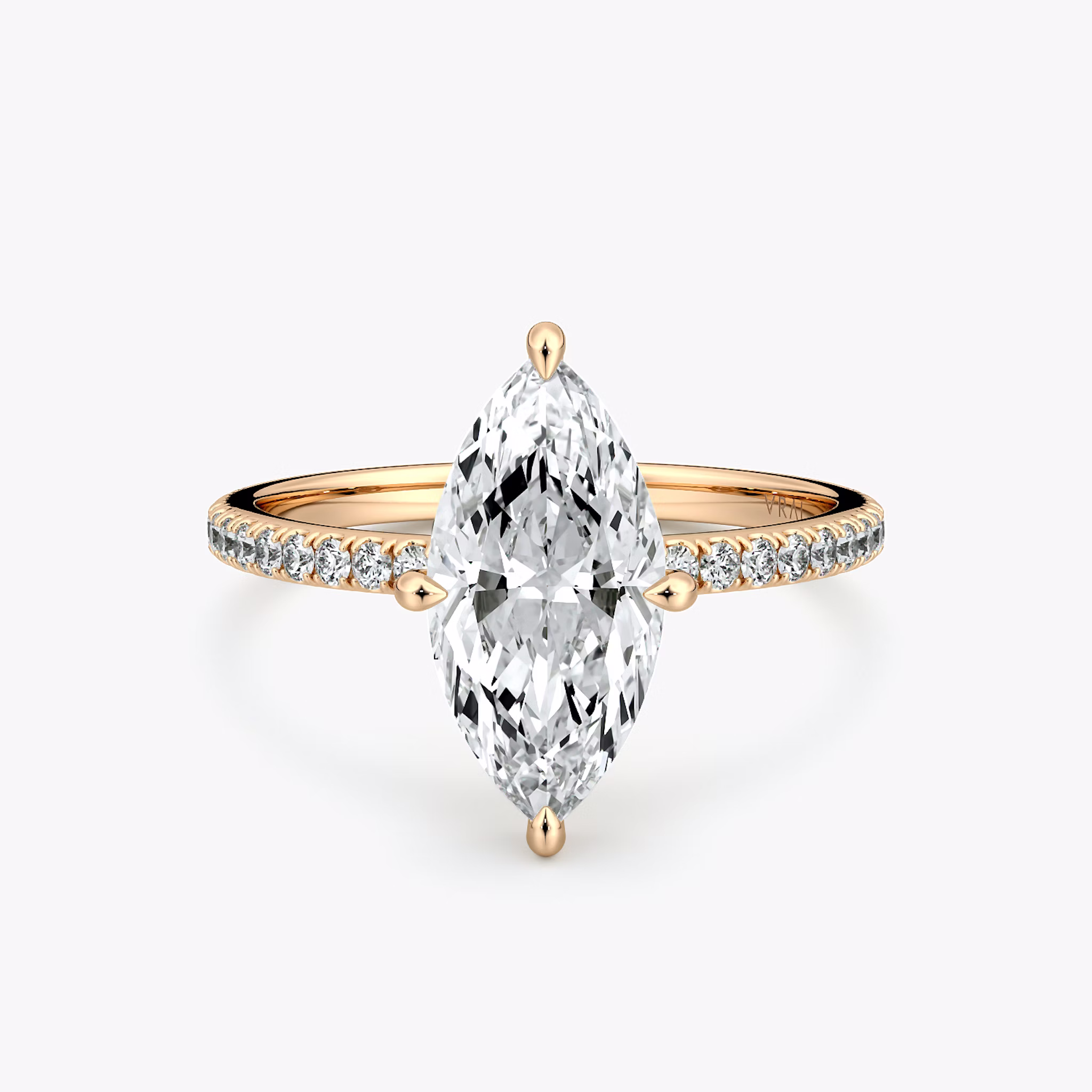 The Compass Solitaire | Marquise | 14k | Rose Gold | bandAccent: Pavé | diamondOrientation: vertical | caratWeight: other