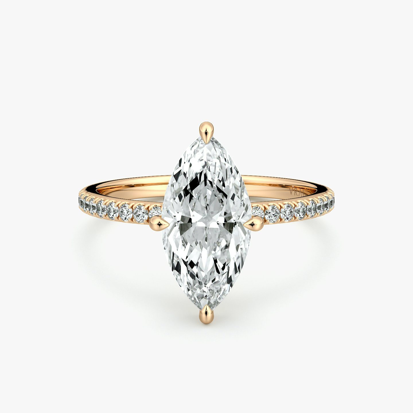 The Compass Solitaire | Marquise | 14k | Rose Gold | bandAccent: Pavé | diamondOrientation: vertical | caratWeight: other