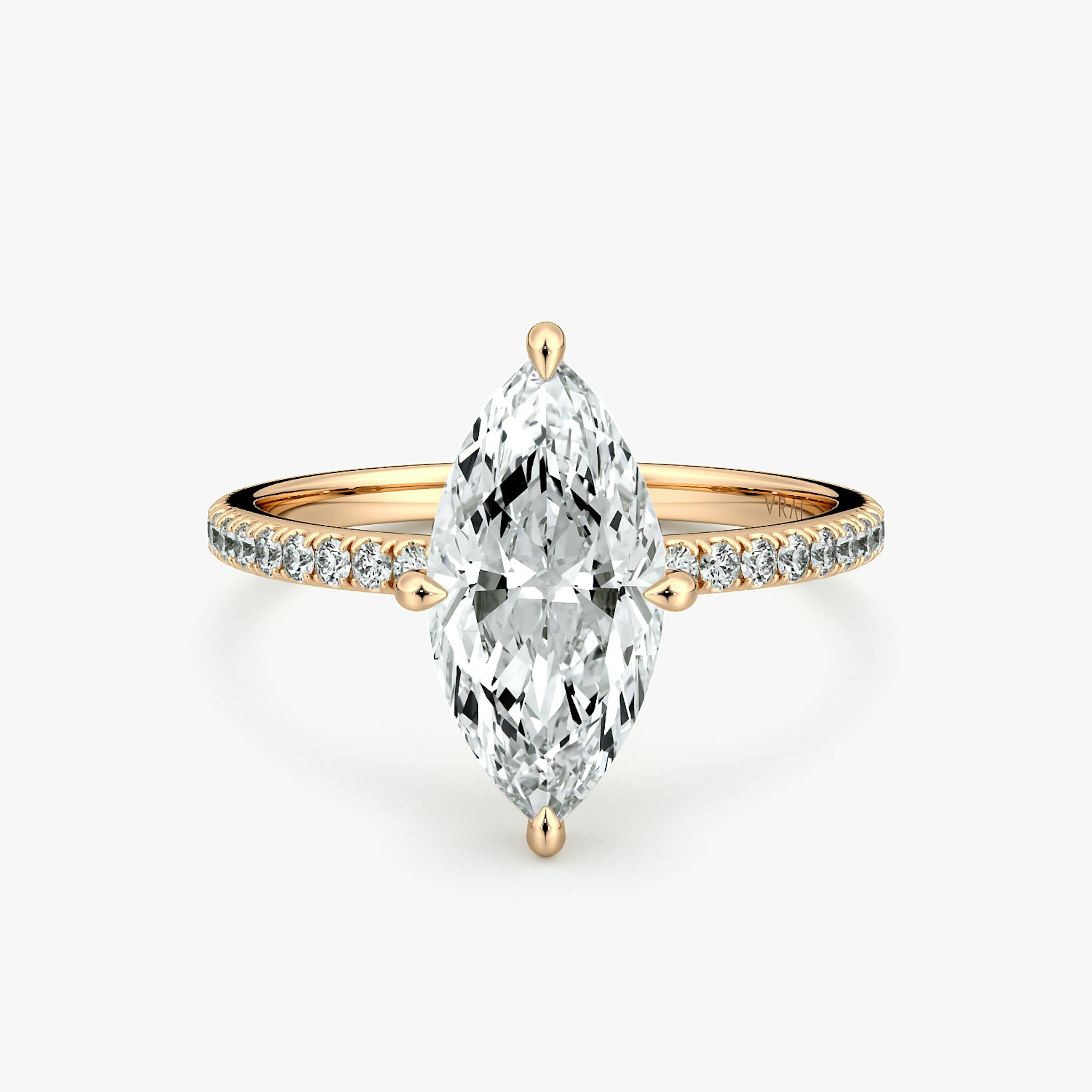 The Compass Solitaire | Marquise | 14k | Rose Gold | bandAccent: Pavé | diamondOrientation: vertical | caratWeight: other