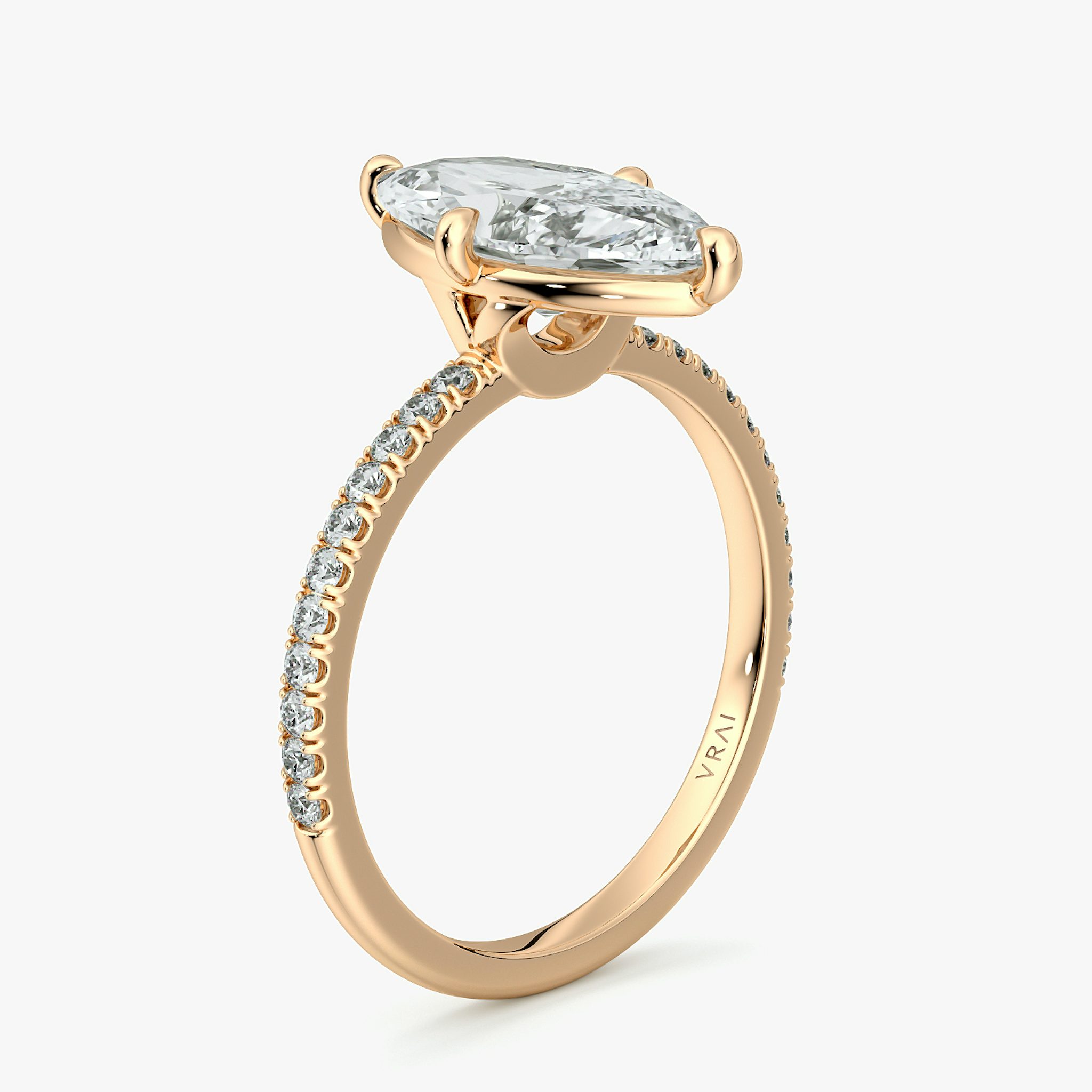 The Compass Solitaire | Marquise | 14k | Rose Gold | bandAccent: Pavé | diamondOrientation: vertical | caratWeight: other
