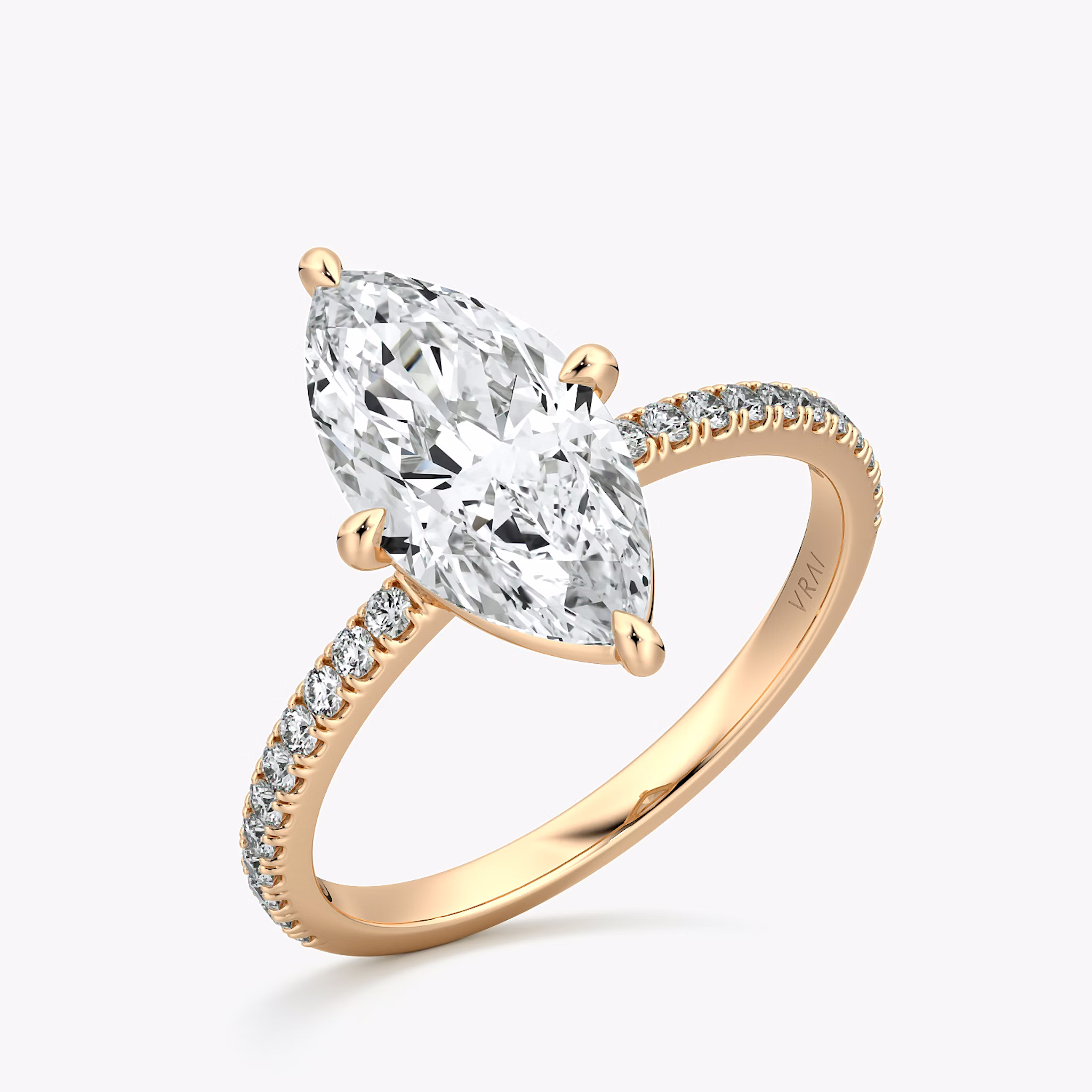 The Compass Solitaire | Marquise | 14k | Rose Gold | bandAccent: Pavé | diamondOrientation: vertical | caratWeight: other