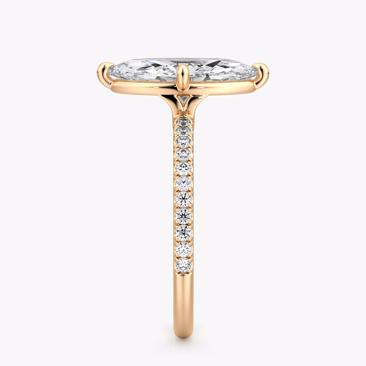 The Compass Solitaire | Marquise | 14k | Rose Gold | bandAccent: Pavé | diamondOrientation: vertical | caratWeight: other