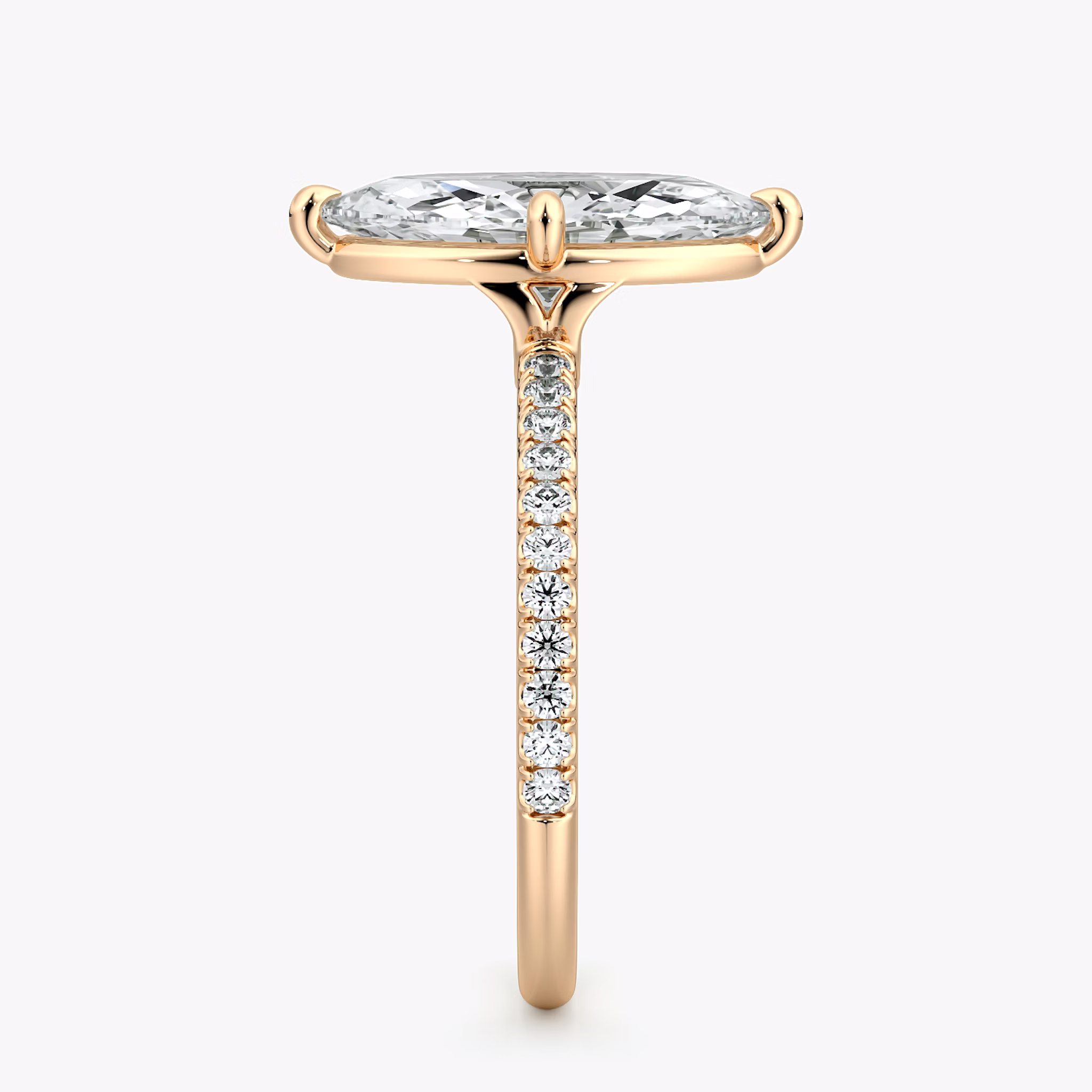 The Compass Solitaire | Marquise | 14k | Rose Gold | bandAccent: Pavé | diamondOrientation: vertical | caratWeight: other
