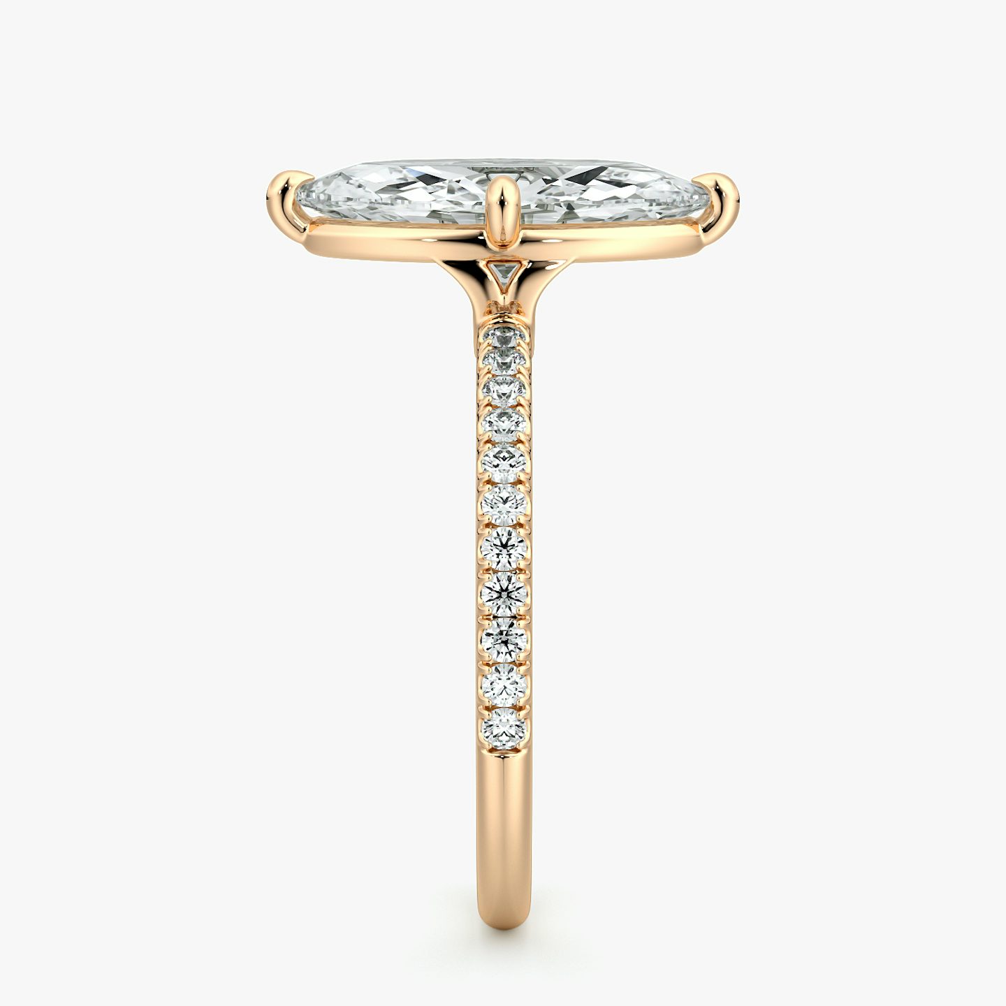 The Compass Solitaire | Marquise | 14k | Rose Gold | bandAccent: Pavé | diamondOrientation: vertical | caratWeight: other