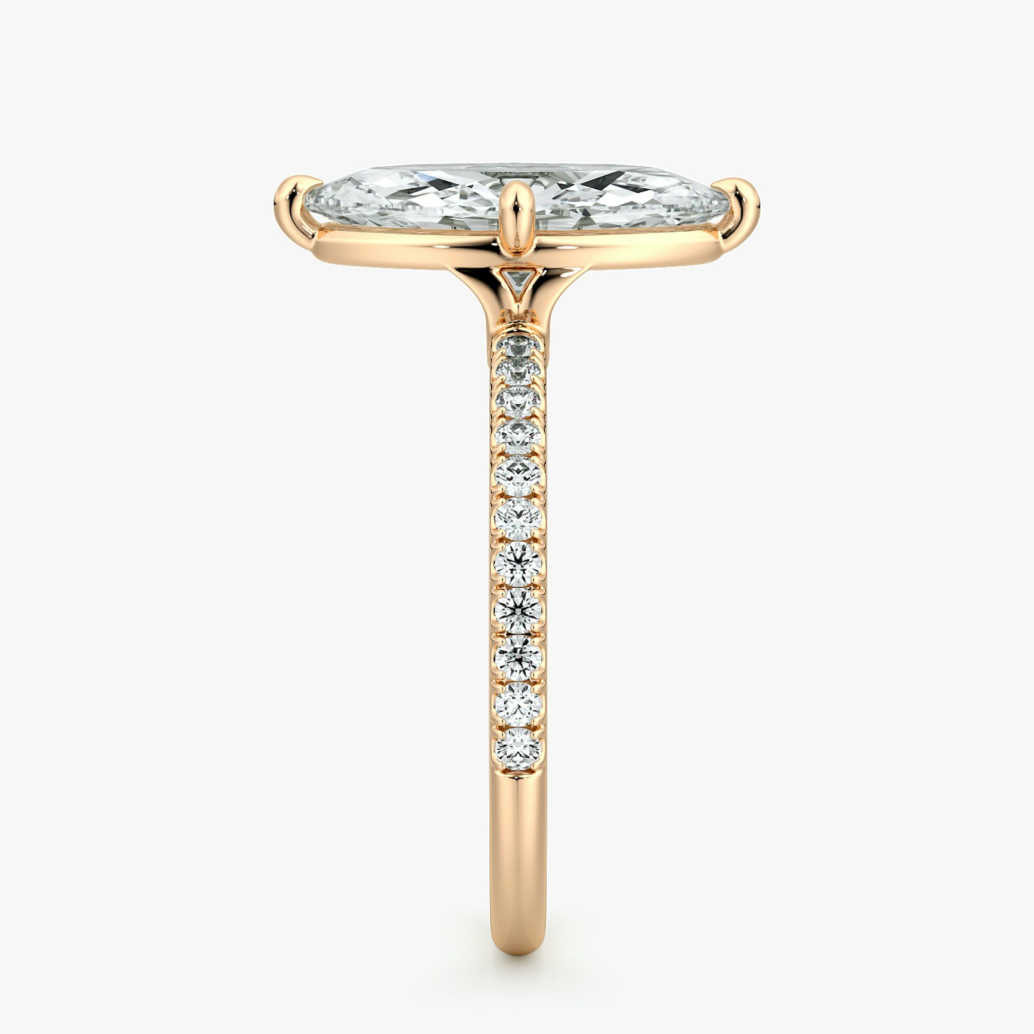 The Compass Solitaire | Marquise | 14k | Rose Gold | bandAccent: Pavé | diamondOrientation: vertical | caratWeight: other