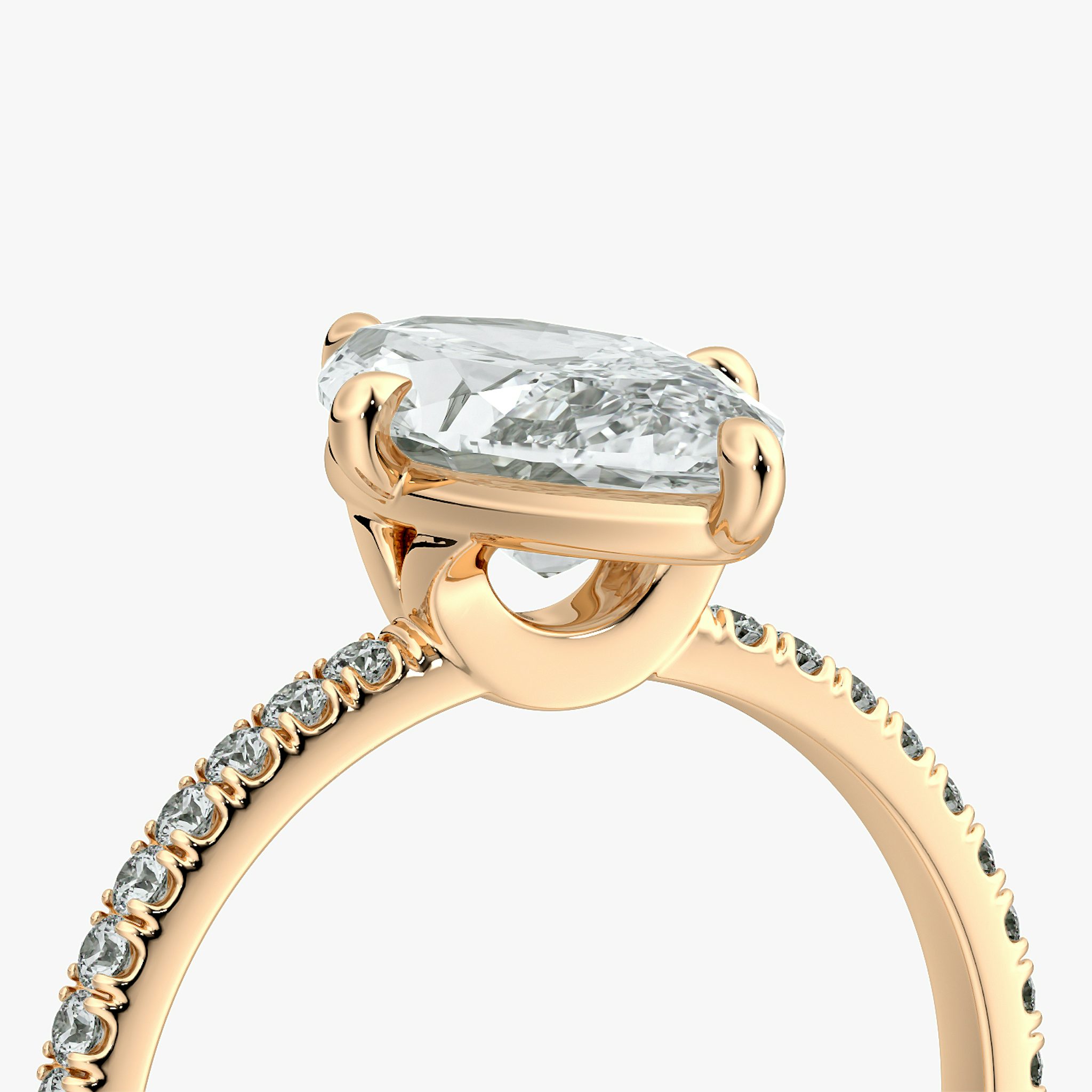 The Compass Solitaire | Marquise | 14k | Rose Gold | bandAccent: Pavé | diamondOrientation: vertical | caratWeight: other