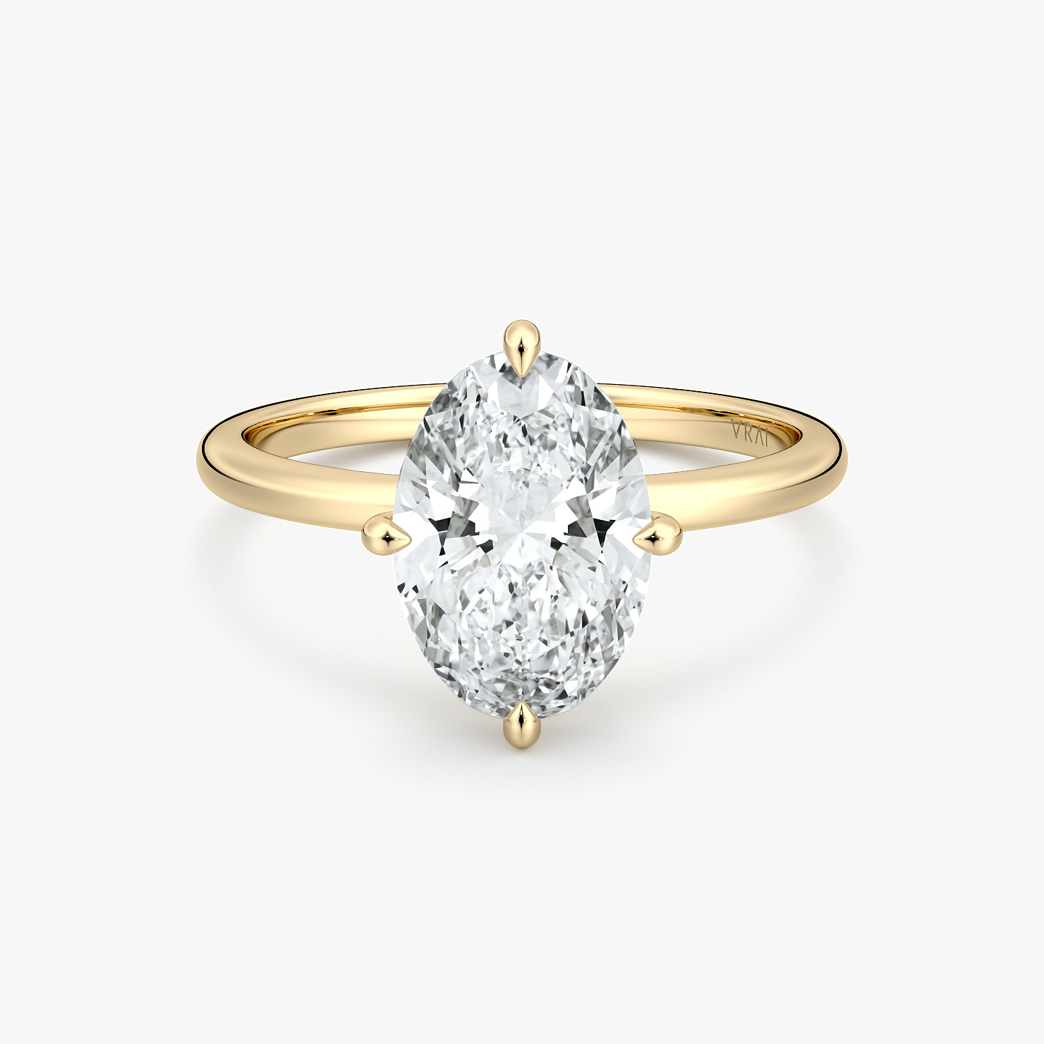 The Compass Solitaire Oval Engagement Ring | Plain Band | Yellow Gold