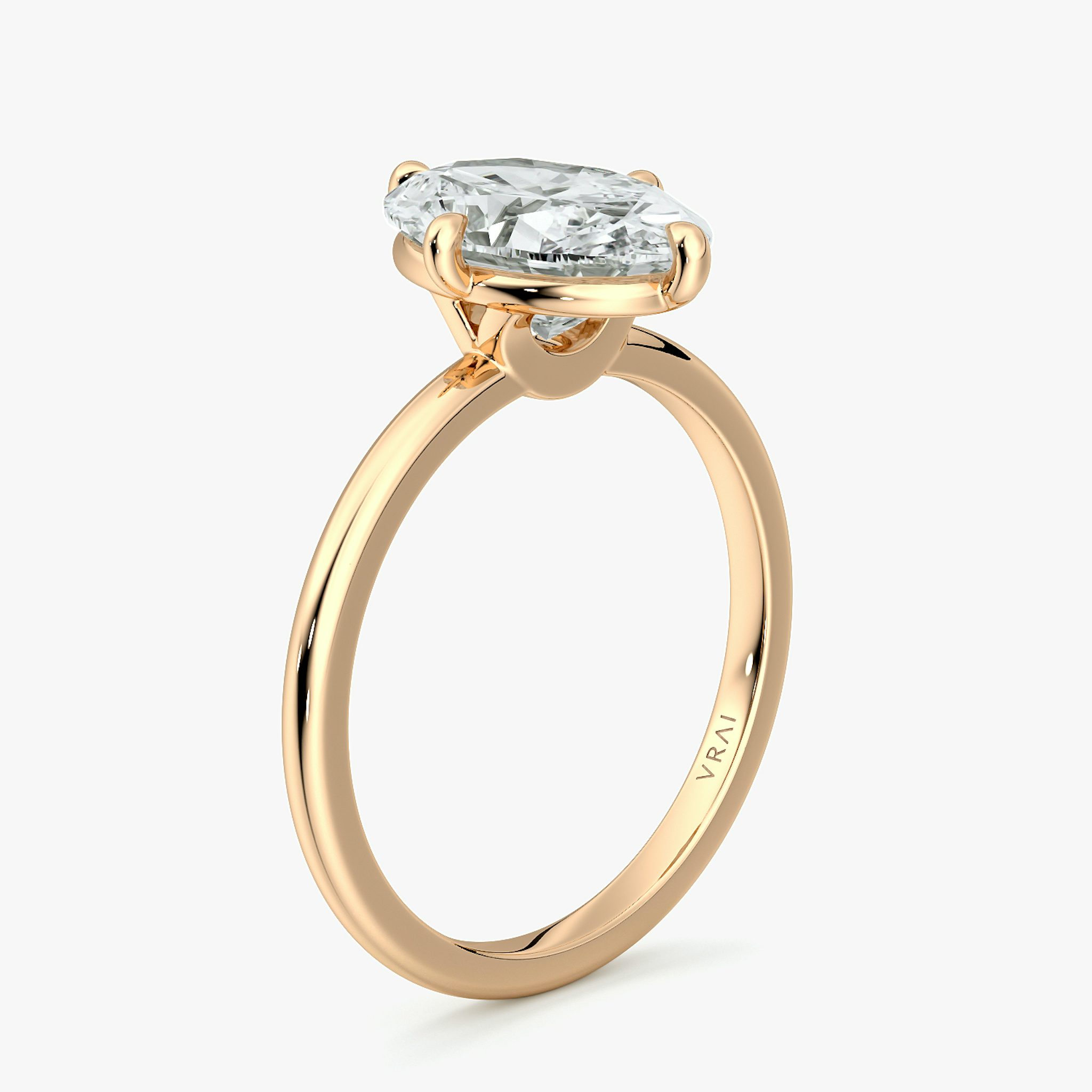 The Compass Solitaire | Oval | 14k | Rose Gold | bandAccent: Plain | diamondOrientation: vertical | caratWeight: other